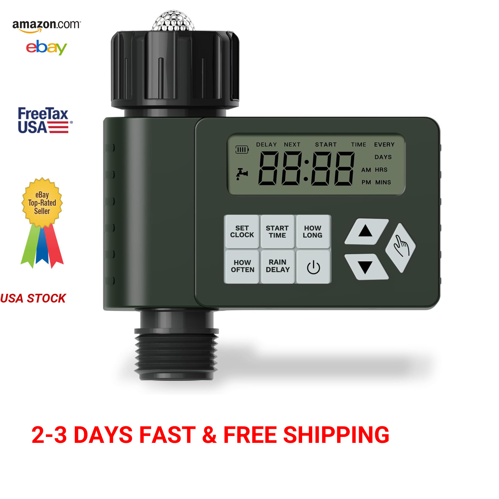 Watering Timer for Garden Lawn Sprinkler Programmable with Rain Delay Waterproof