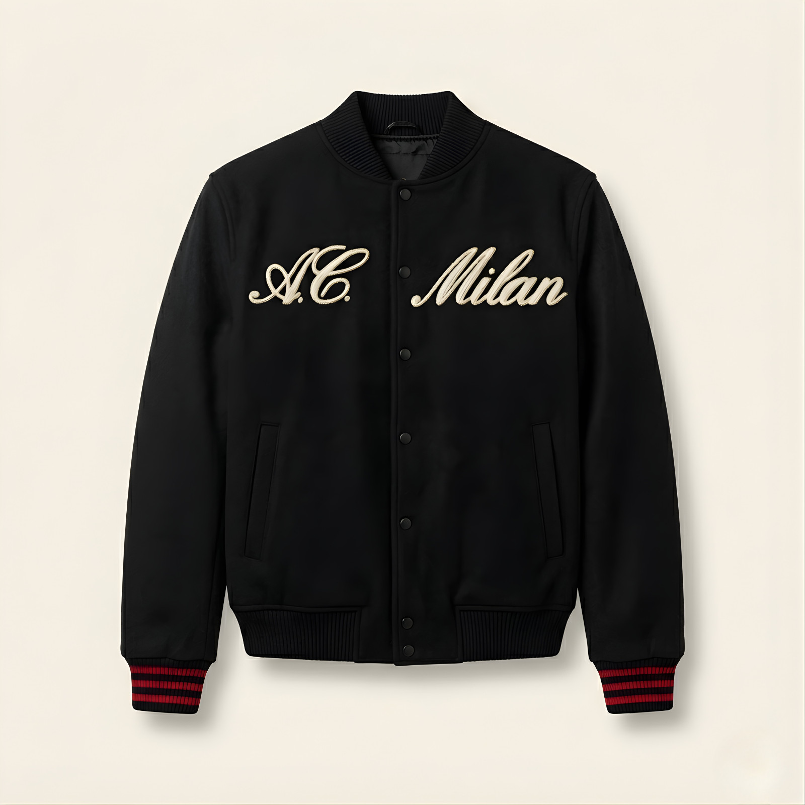AC Milan x  Yankees Varsity Jacket Black Letterman Jacket Wool Bomber Jacket