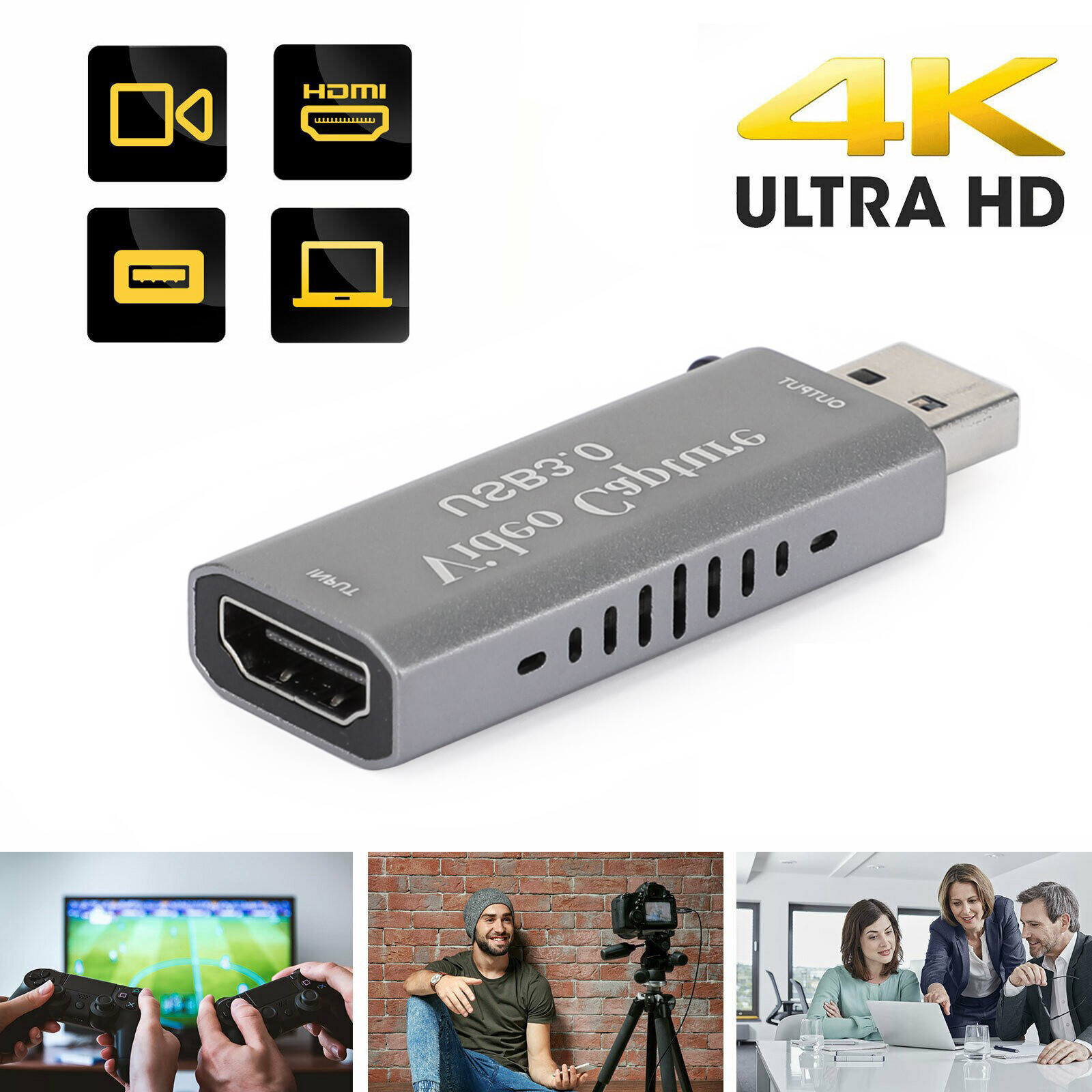 4K 1080P HD to USB 3.0 Video Capture Card Game Capture Device Live Streaming UE
