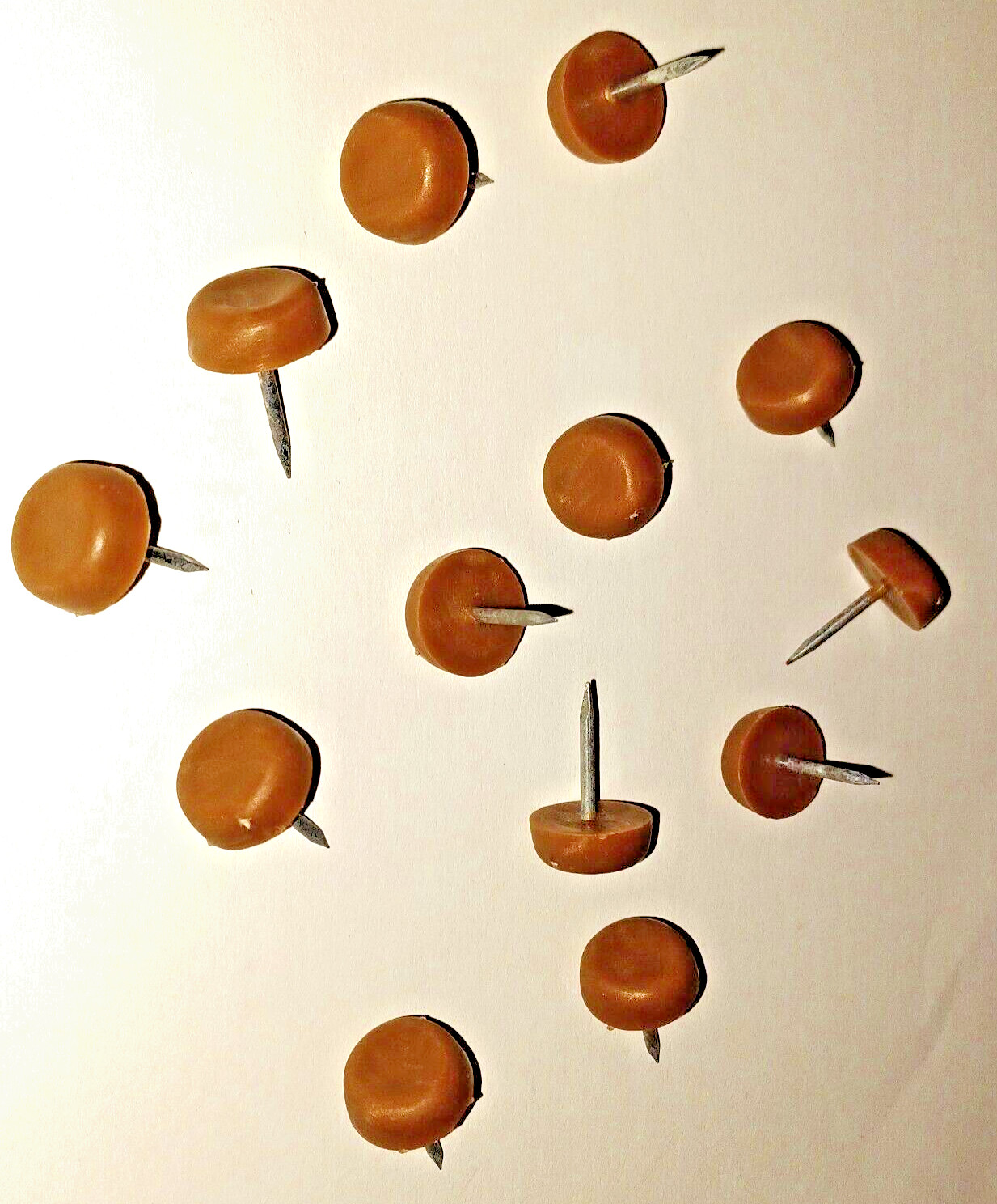 Lot of 12 Quality FURNITURE NAIL IN GLIDES Spiked Casters Floor Protection Brown
