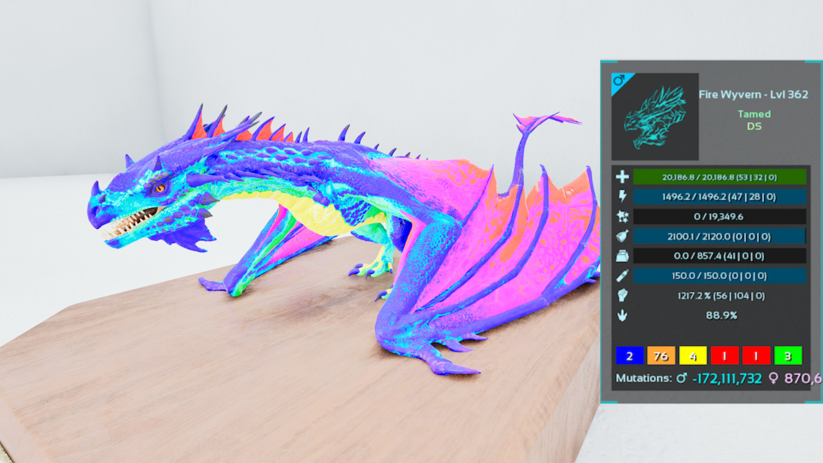 🔥ARK Survival Ascended OFFICIAL PVE - PAIR ADULT DINOS RAINBOW TOP STATS