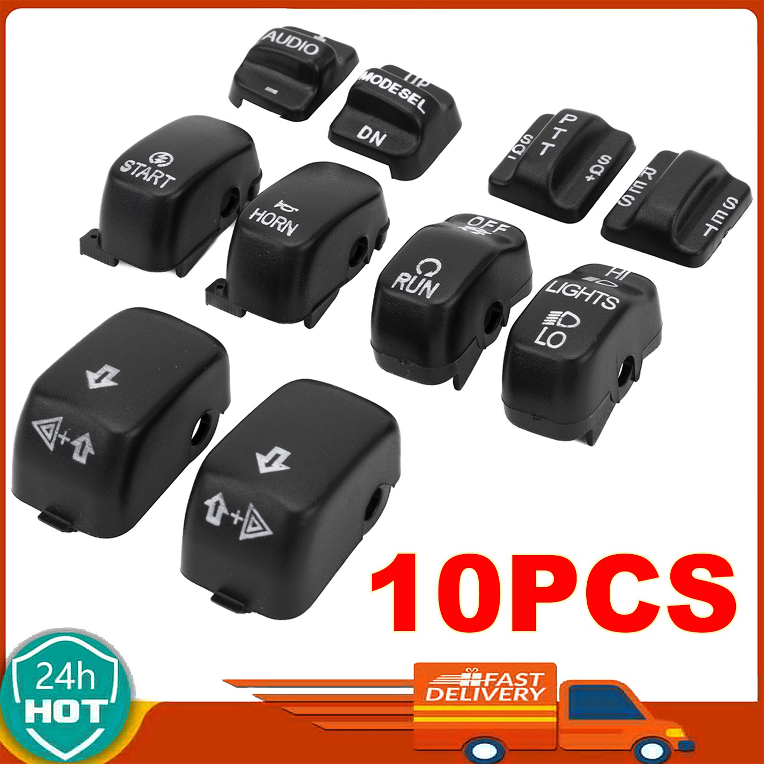10pcs Black Hand Control Switch Buttons Caps Covers Fit For Harley Touring 96-13