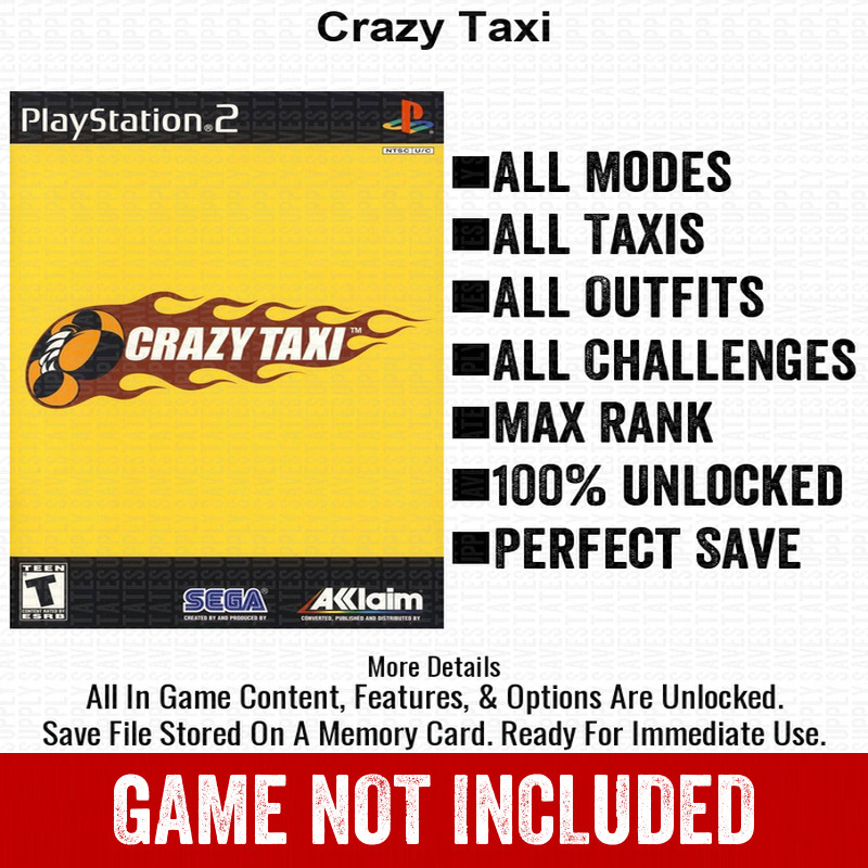 Crazy Taxi 100% PS2 Memory Card All CHEATS ITEMS PlayStation