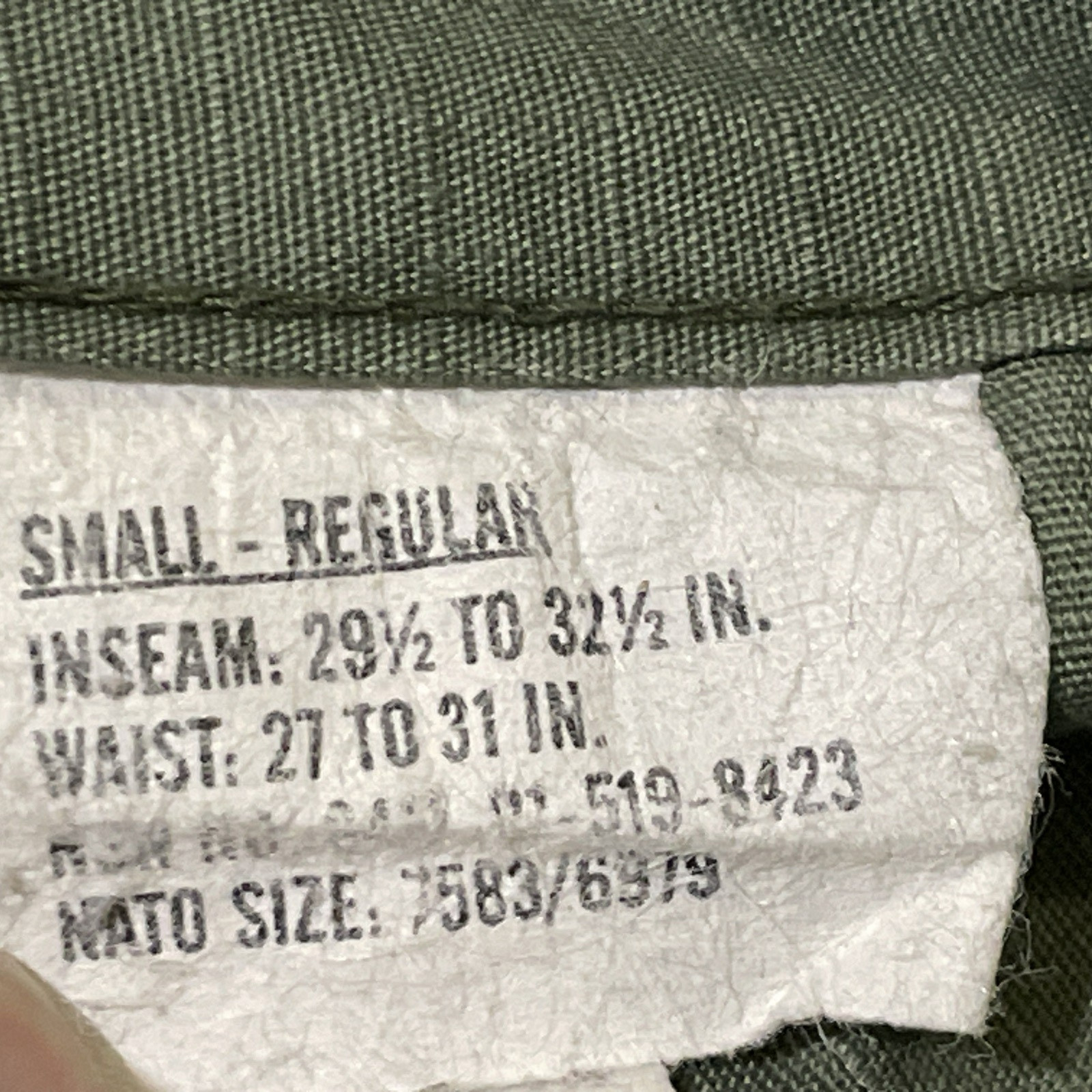 TRU-SPEC Small-Regular Tactical Response Uniform Pants OD Green Button Fly 31x32