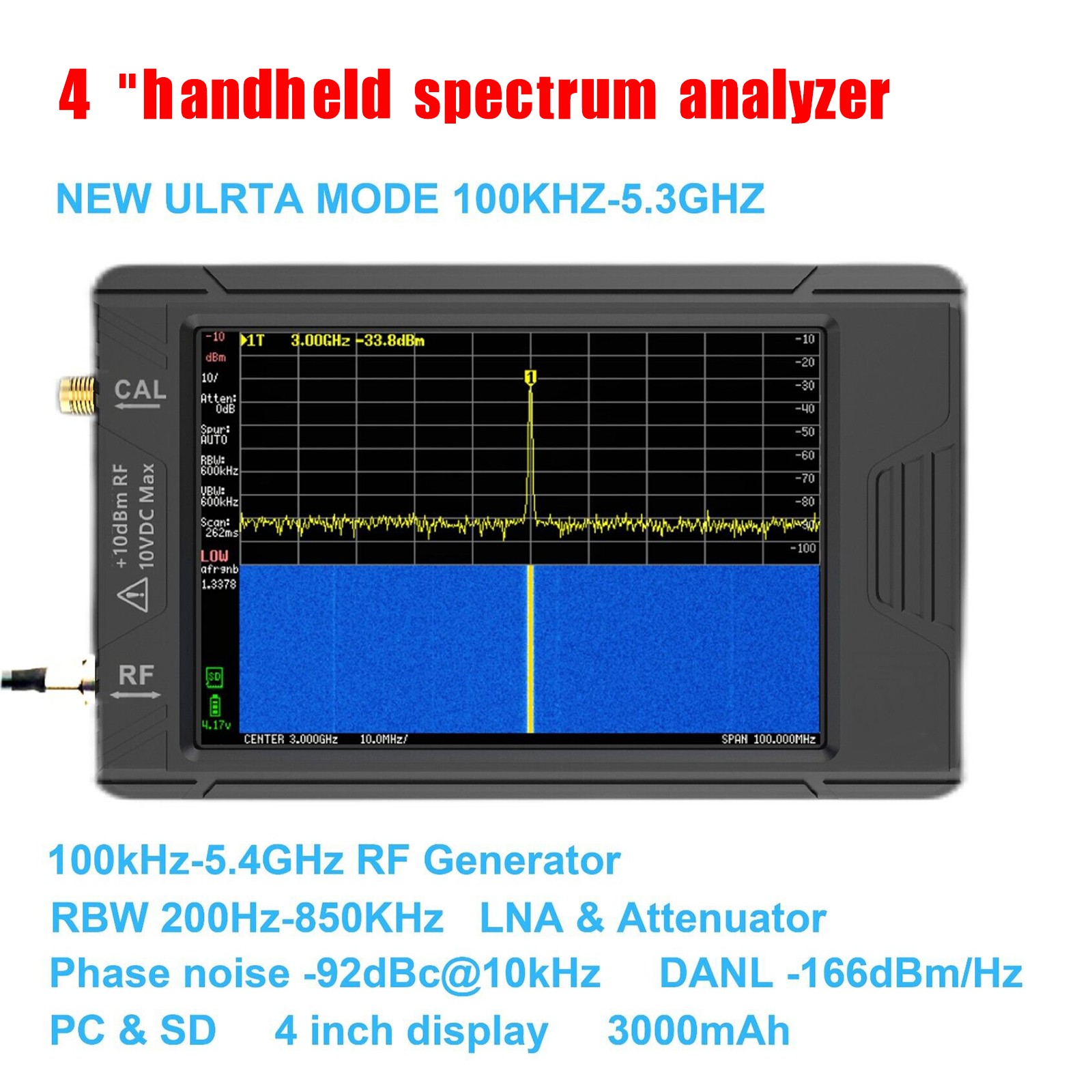 Handheld Spectrum Analyzer For TinySA ULTRA 3.95" Touch Screen+Battery US
