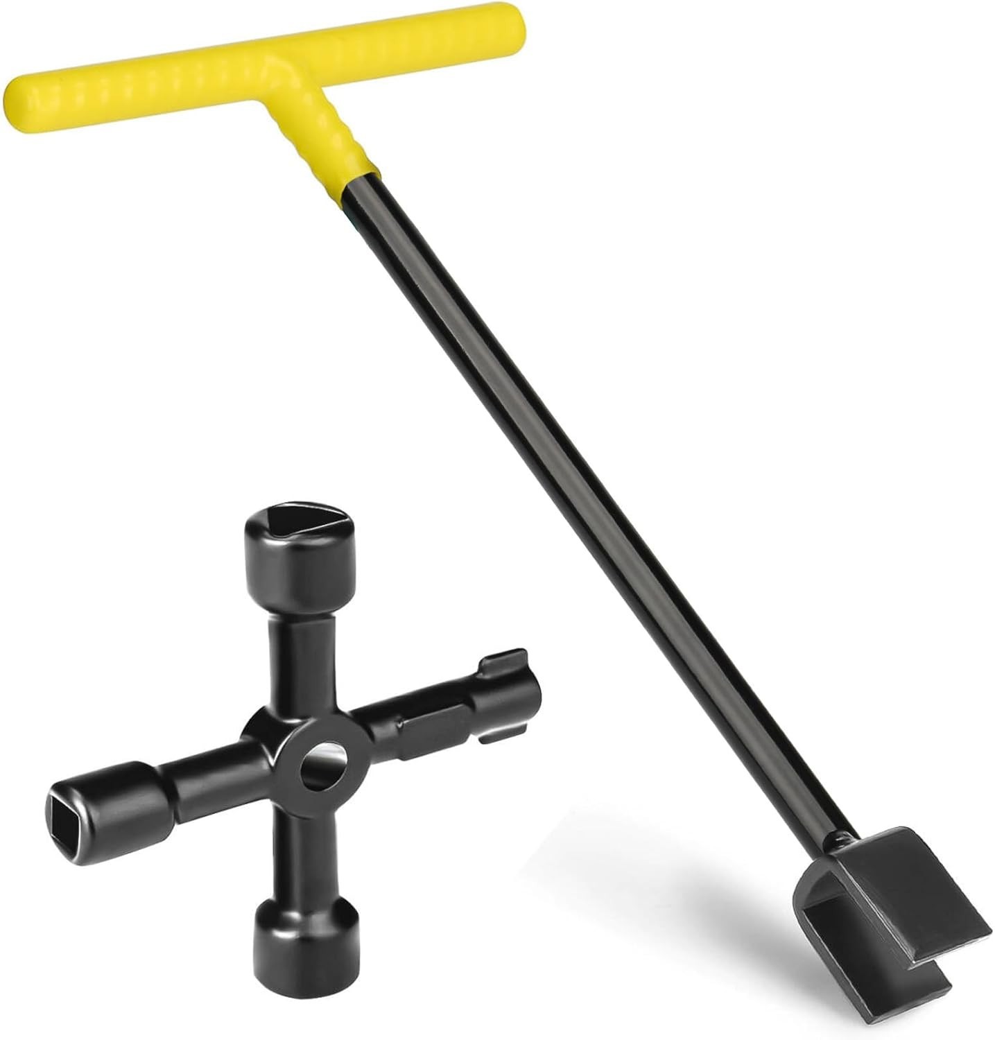 Water Meter Key Water Utility Key 17 Inch 4-Way Steel T-Handle Shut Off Tool