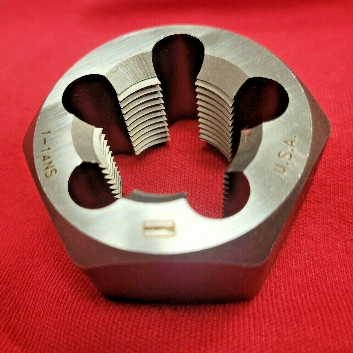1"-14 NS x 1.81" Hex Irwin 7267 Rethread Hex Die CS Carbon Steel USA Made