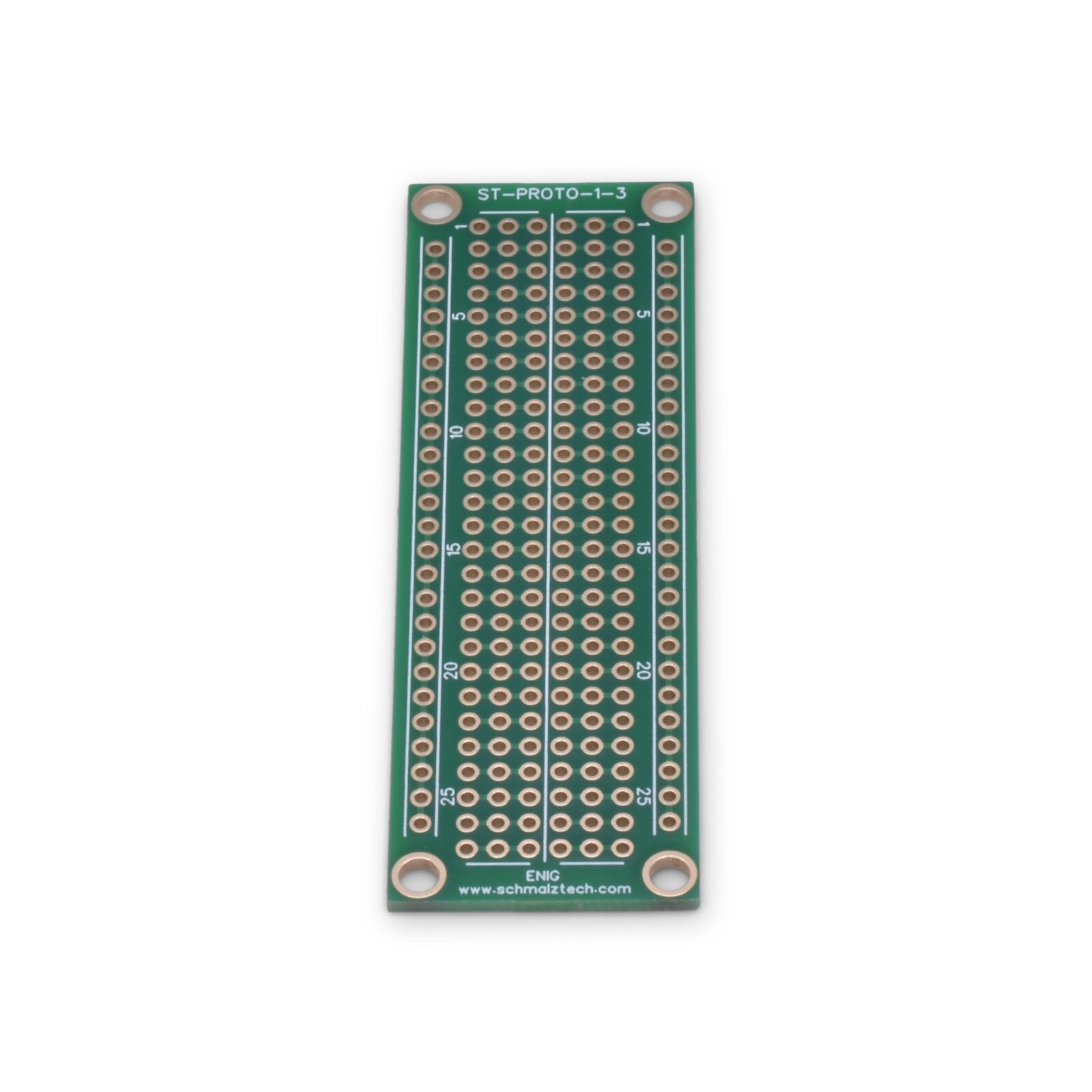 Premium 1" x 3" Protoboard PCB, ENIG Prototyping PCB, ST-PROTO-1-3