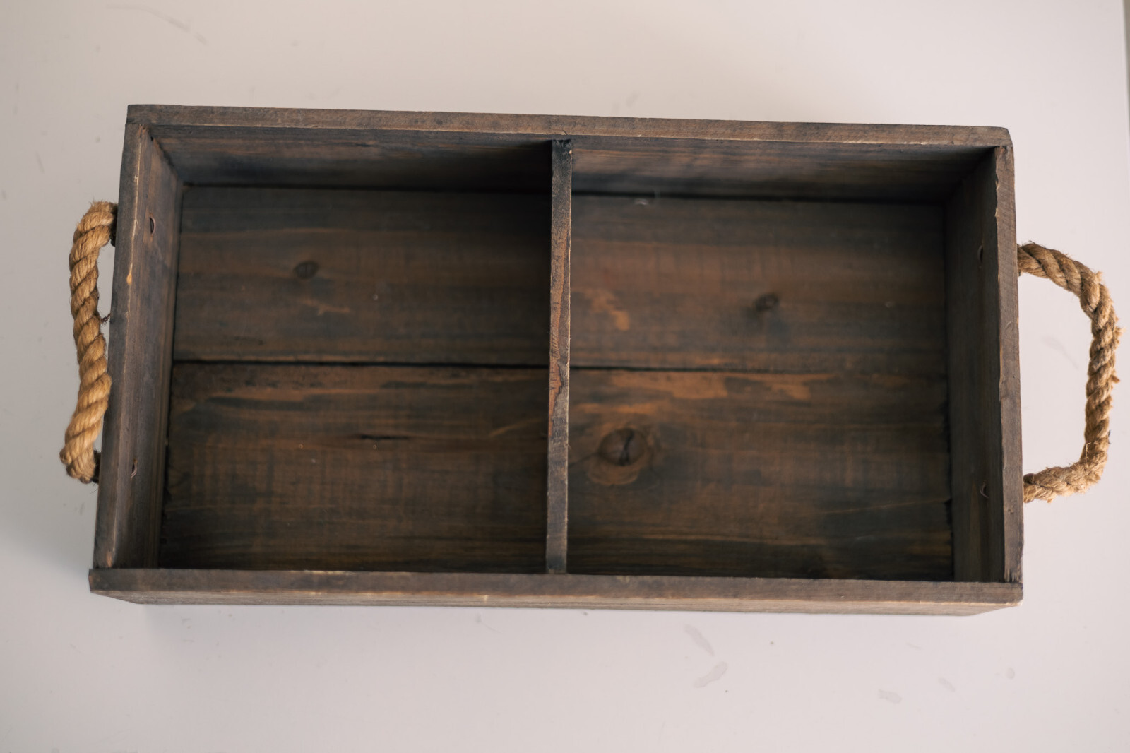 RUSTIC 2 Section Wood Basket Bin Container