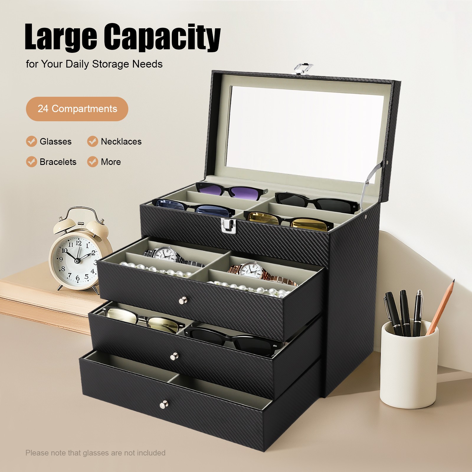 24 Slots Glasses Storage Display Case Organizer Box For Sunglasses Eyeglass Gift