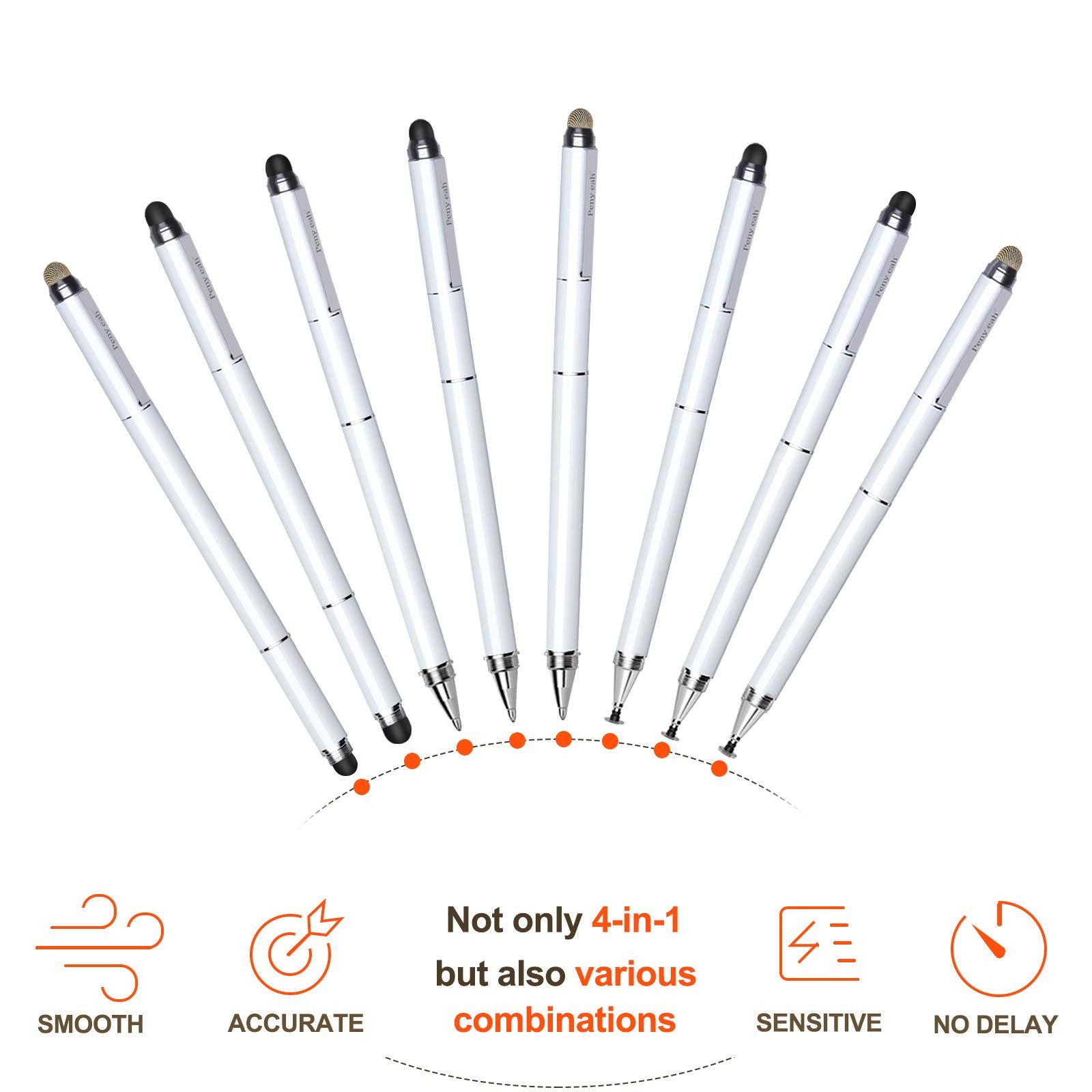 Stylus Pen for Touchscreen - Versatile 4 in 1 High Sensitivity and White