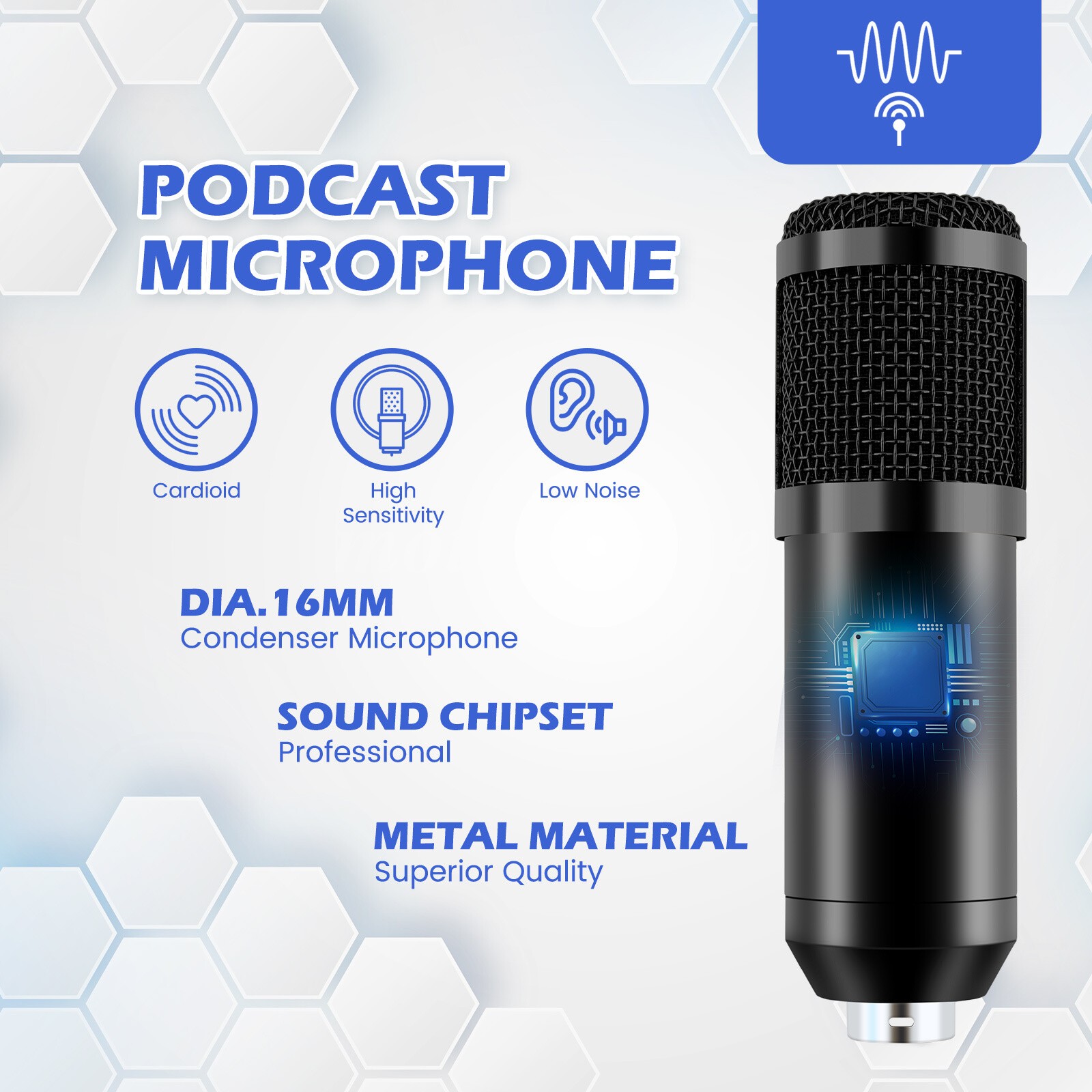Professional Condenser Microphone Kit Complete Set For Podcast Studio Recording