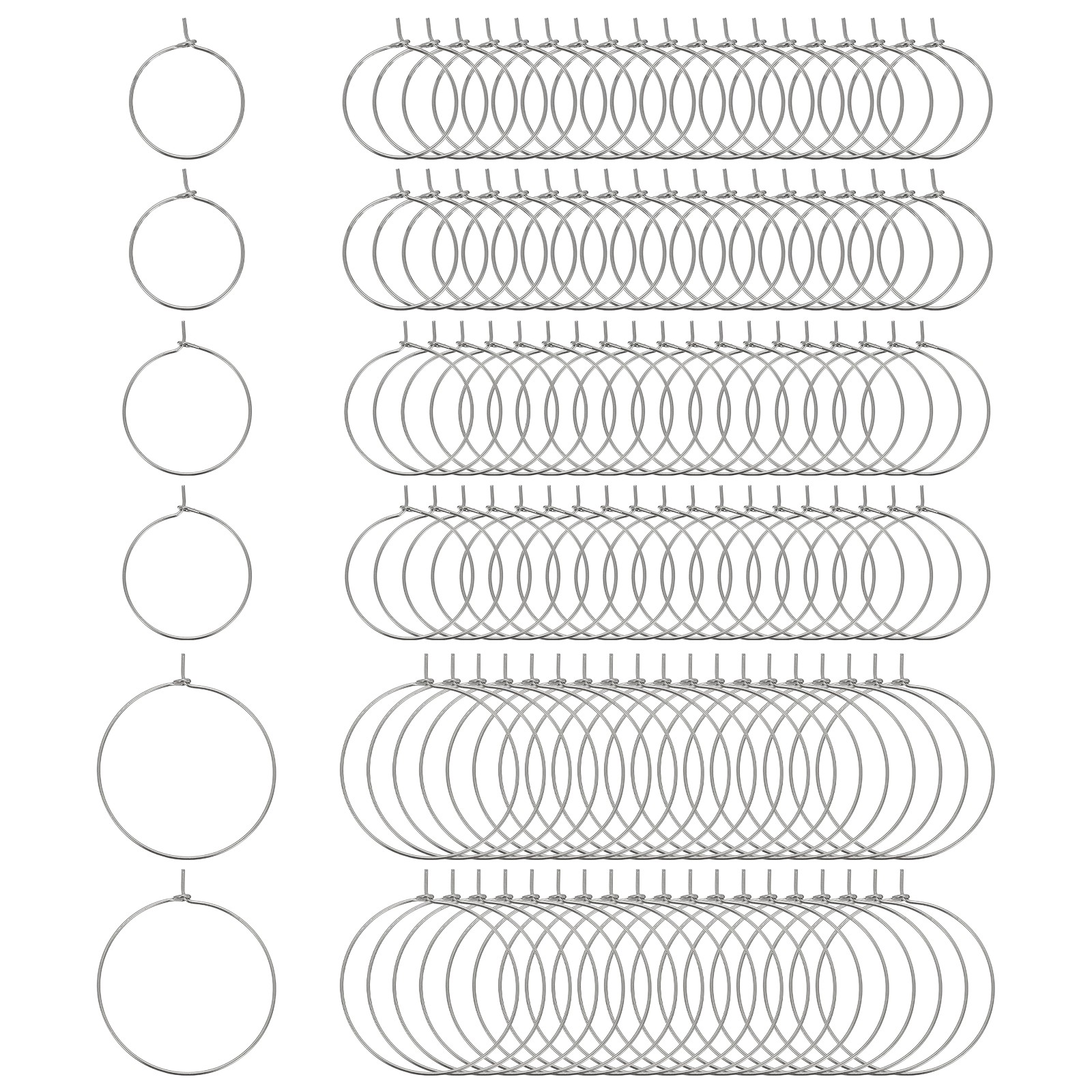 120 Pcs 20/25/35mm Earring Beading Hoops for DIY Pendant, Grey