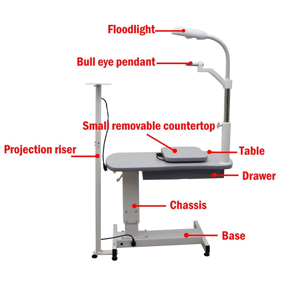 Auto Optometry Ophthalmic Eyeglass Test Table 110V Adjustable w/Vertical Pole