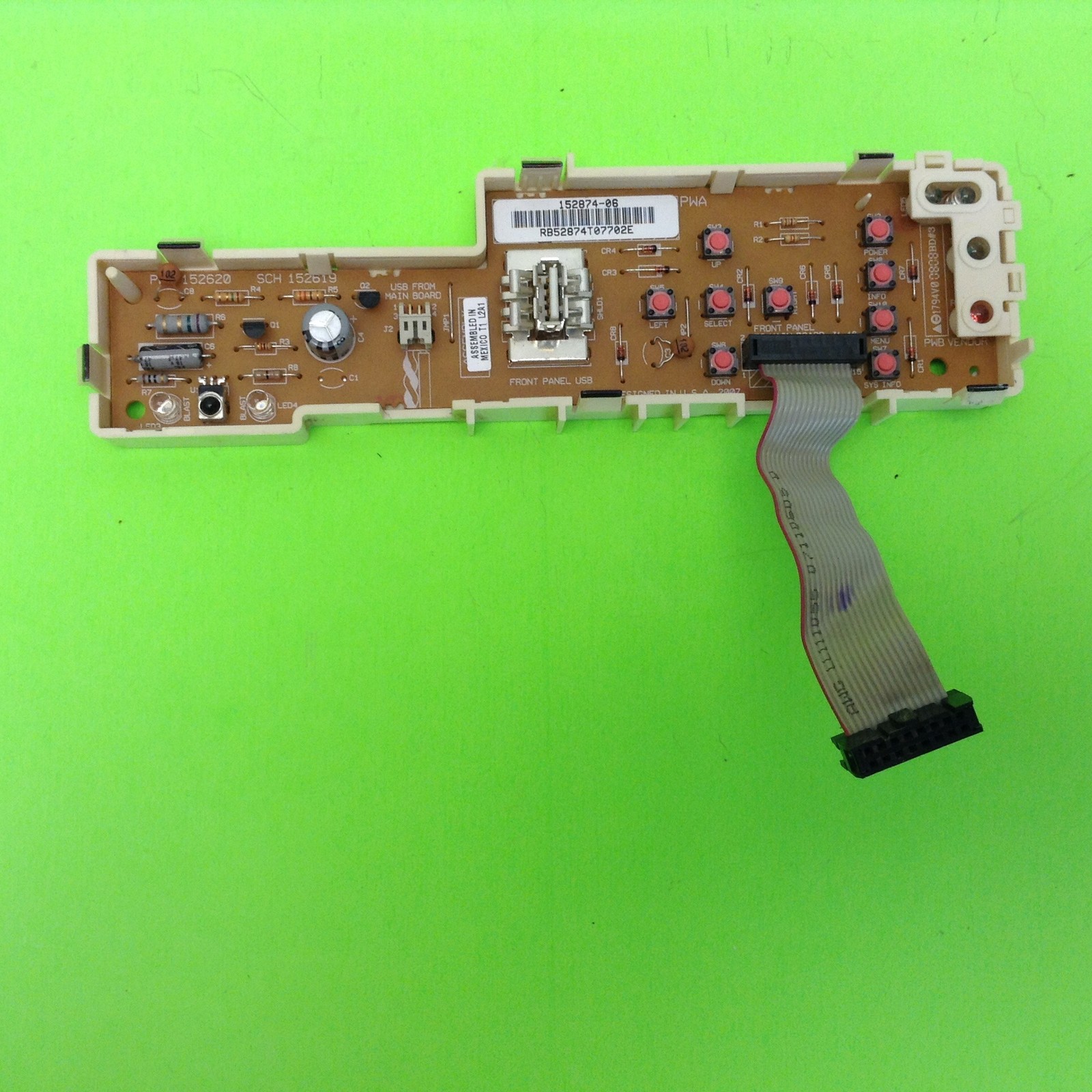Dish Network VIP612 DVR Cable Front USB Button Control Panel Button 152874-06