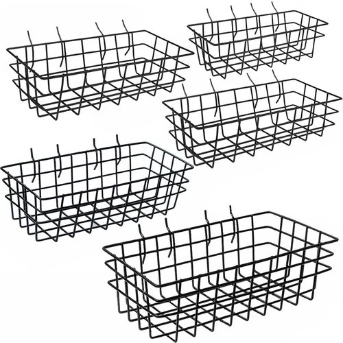 5-Piece Pegboard Baskets Set - Heavy Duty Peg Board Organizer Accessories Bin...