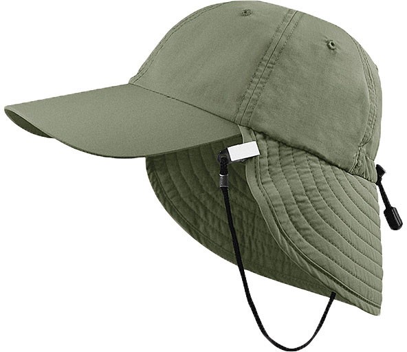 Sun-Protective Juniper Port Cap UV Bucket Hat with Flap in Olive - One Size