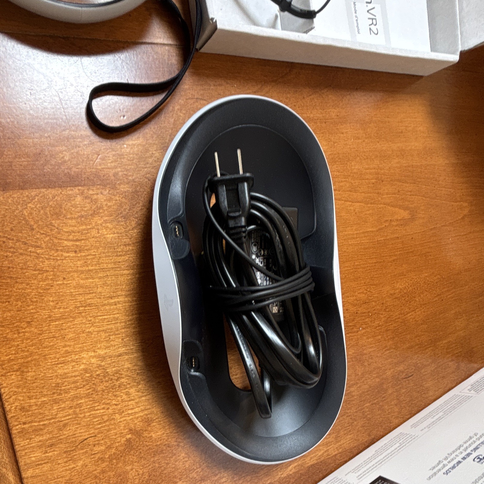 Sony playstation vr2 with controllers, charging dock, no game.