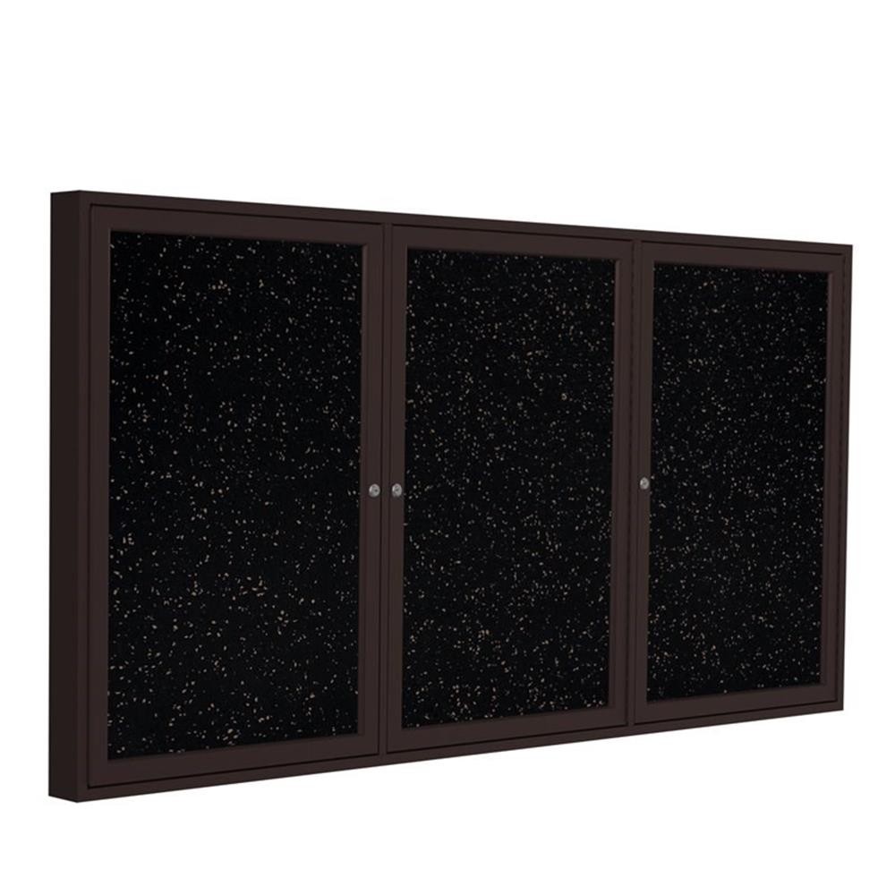 Ghent's 48" x 72" 3 Door Enclosed Rubber Bulletin Board in Speckled Tan