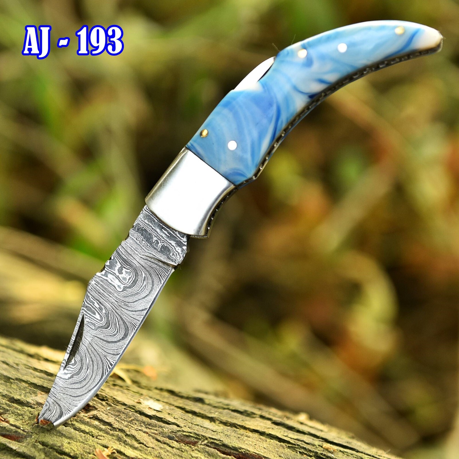 Handmade Damascus Steel Folding Blade Pocket knife Tactical Multi-Tool - folder