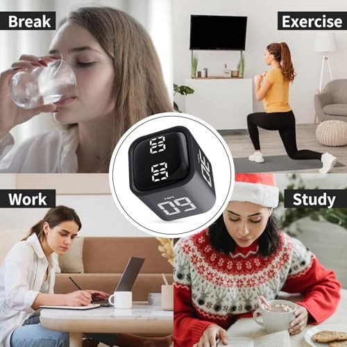 Productivity Timer Flip Gravity Sensor Cube Timer Countdown & 1 Black