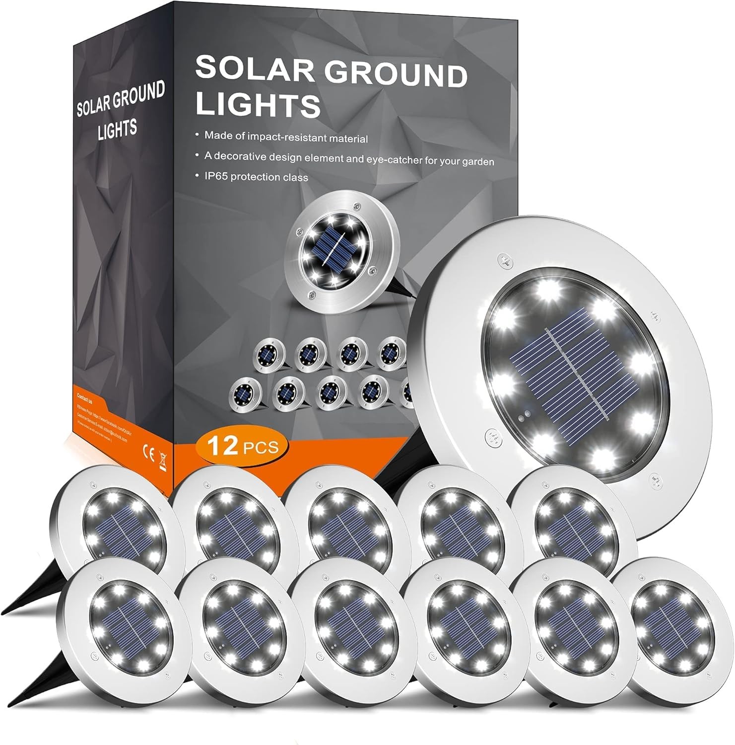 Solar Lights Outdoor Waterproof 4.6 inch 12 Pack Cold White INCX Outside Garden