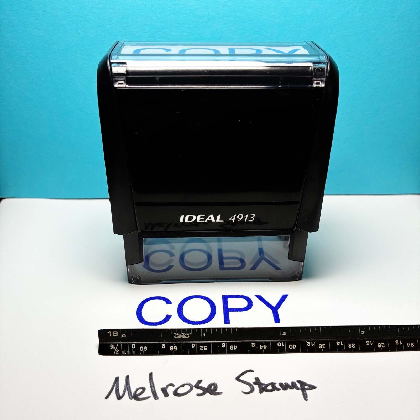Copy Rubber Stamp Blue Ink Self Inking Large Ideal 4913
