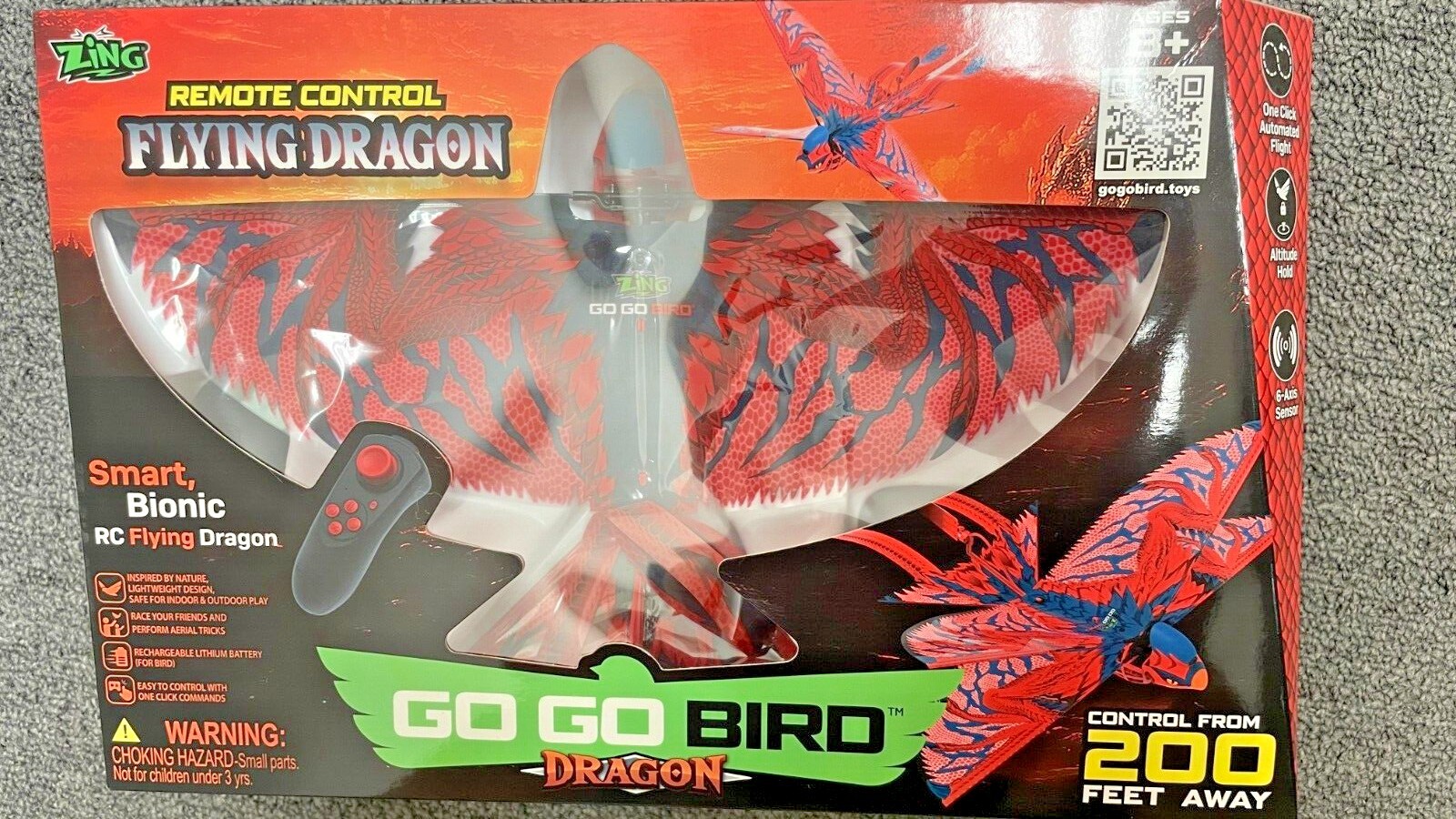 Zing Go Go Bird - Red - Remote Control Flying RC Toy  (Flying Dragon)