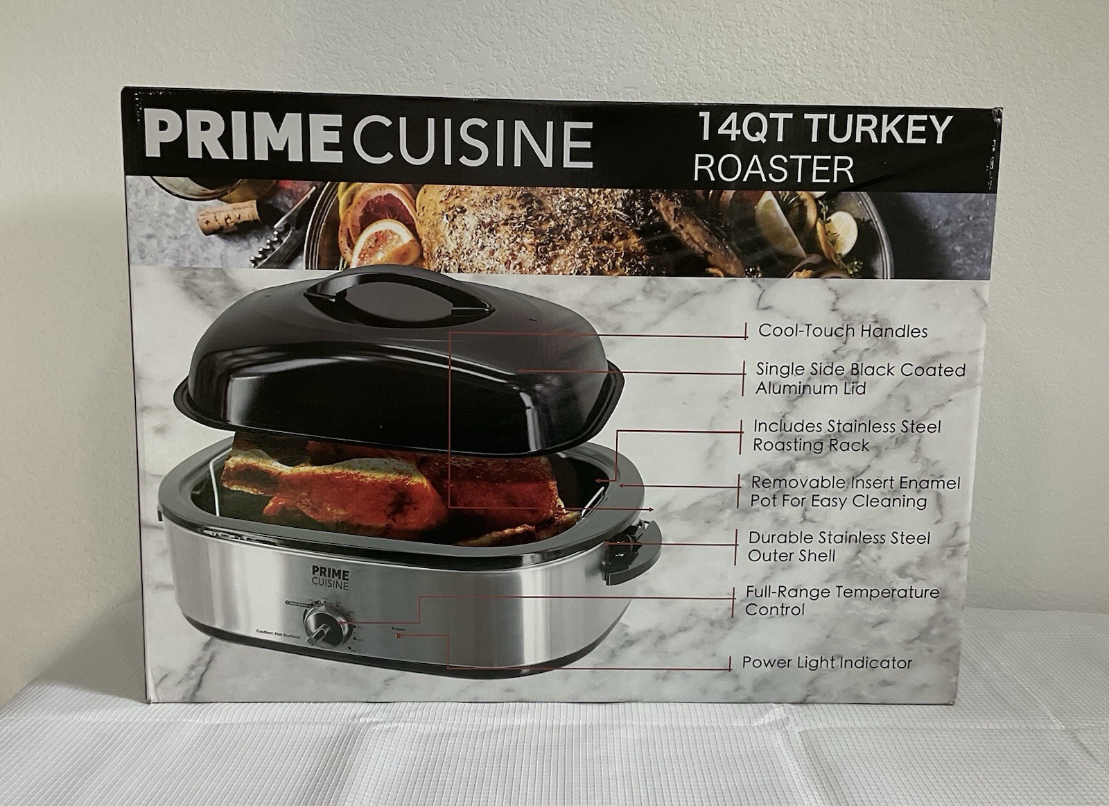 Prime Cuisine 14QT Turkey Roaster 1450W 120V Stainless Steel Electric Cooker
