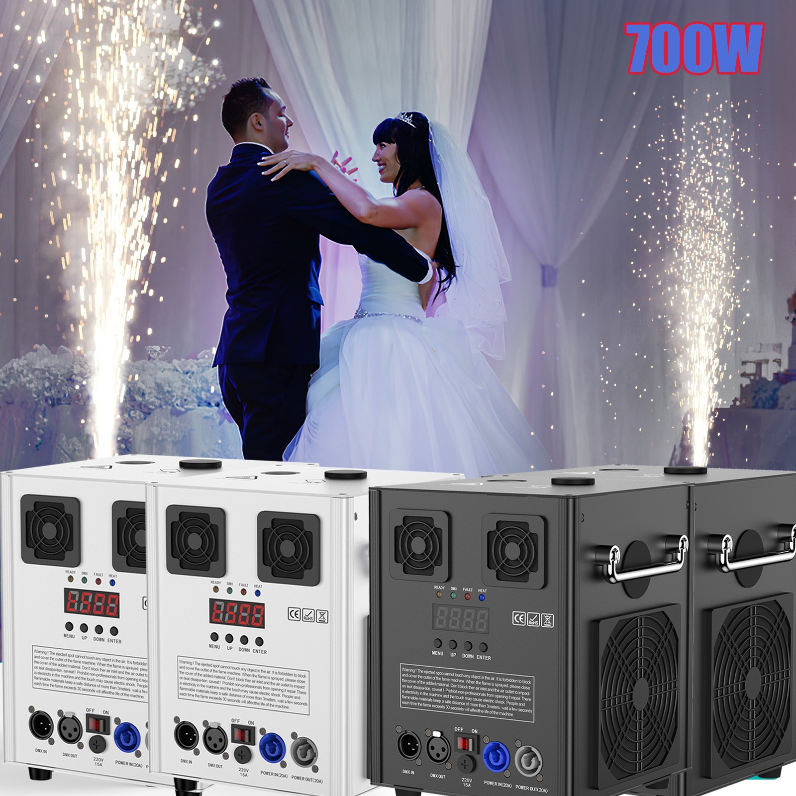 700W Cold Spark Machine Firework Machine Stage Effect DJ Party Wedding & Remote