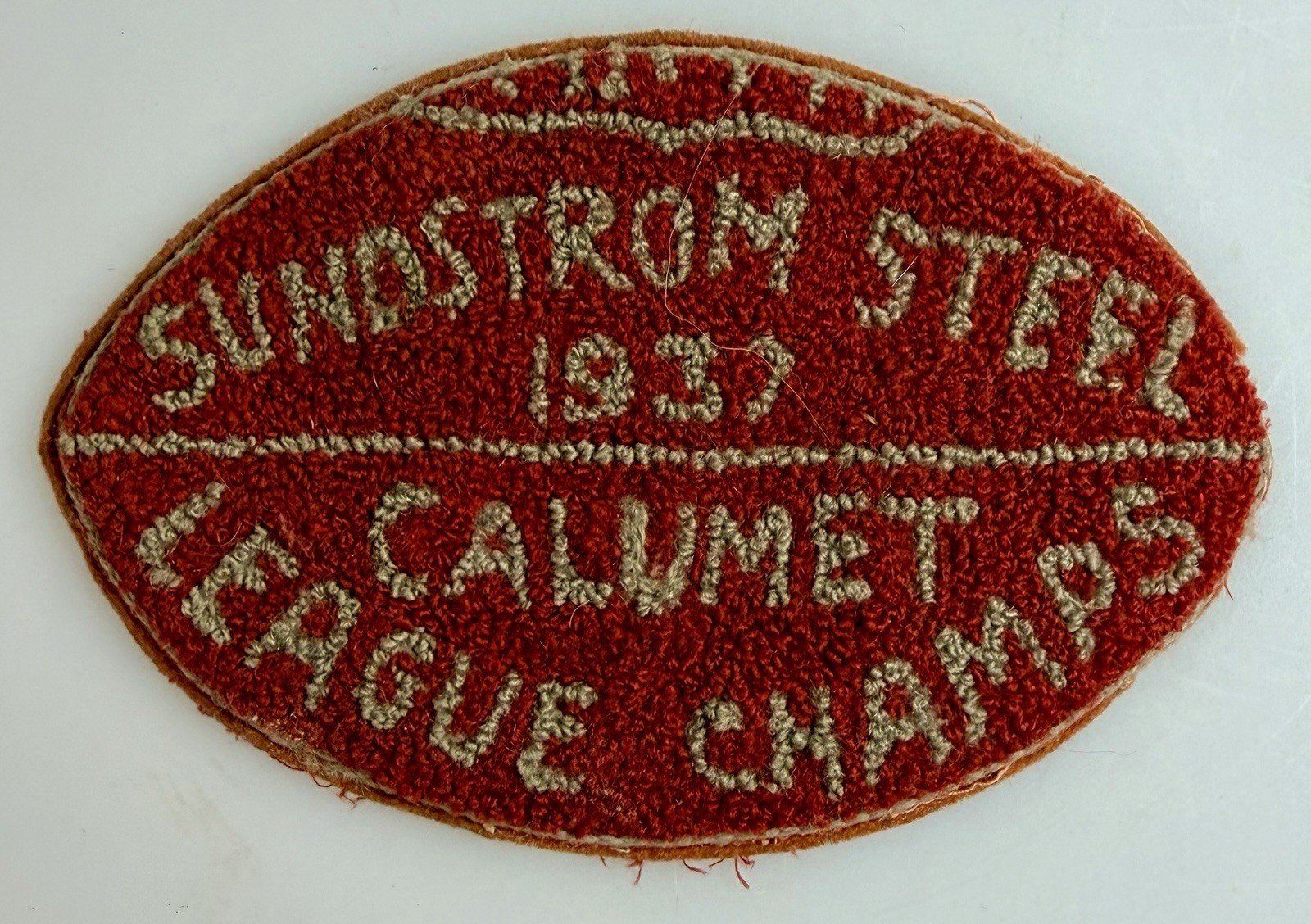 Vintage 1937 Chicago Sundstrom Steel Calumet League Champions Football Patch