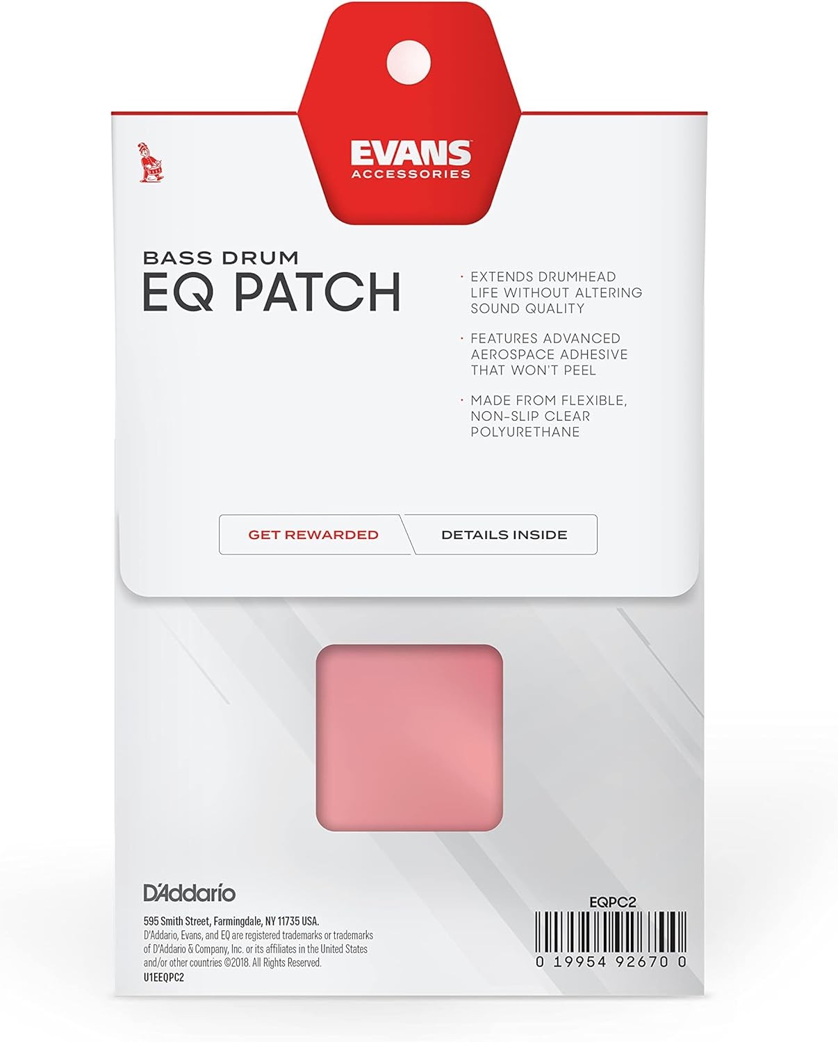 Evans EQ Double Pedal Patch, Clear Plastic