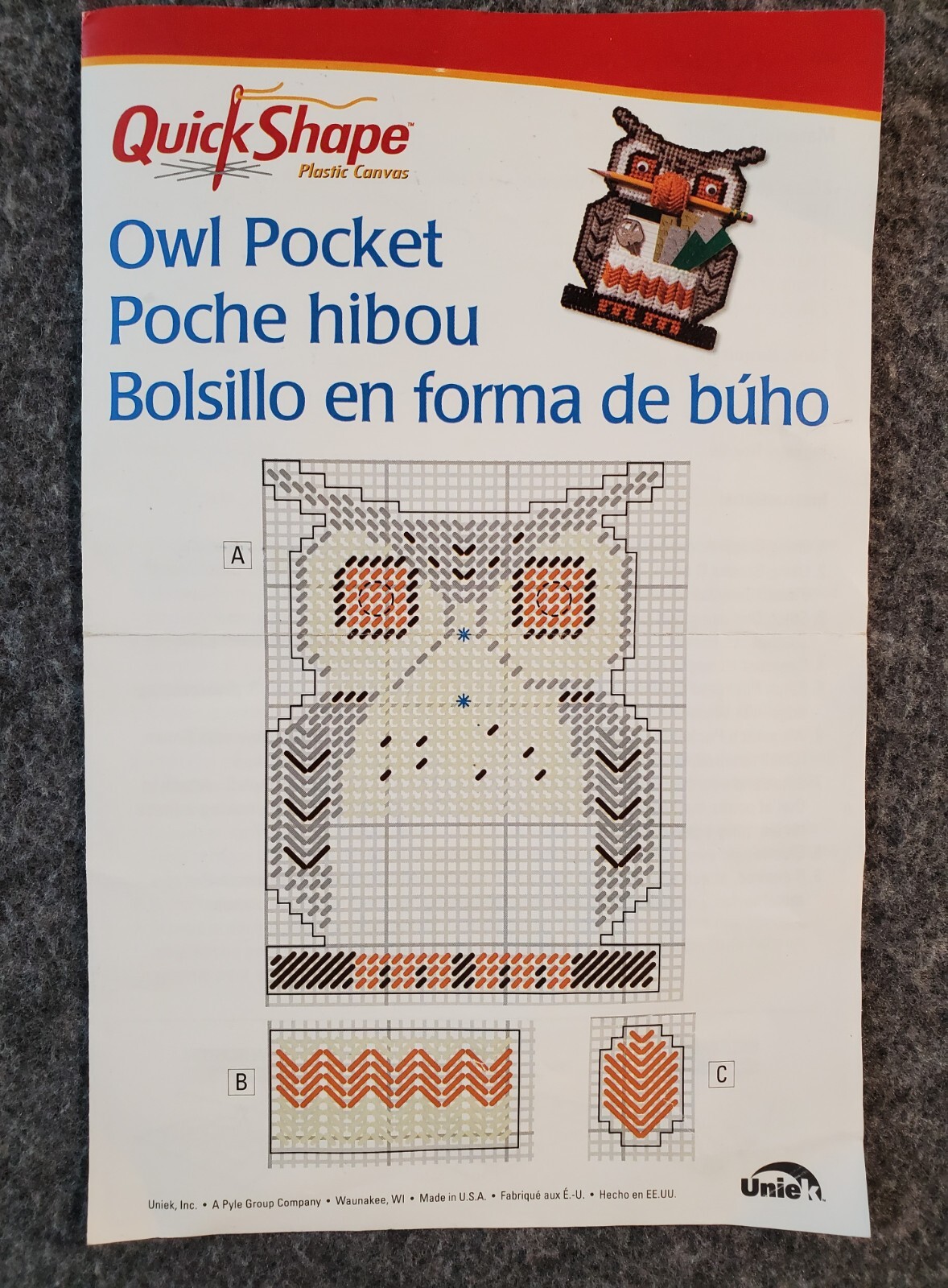 Quick Shape Plastic Canvas Owl Pocket Guide Uniek CS10724 Crafting Instructions