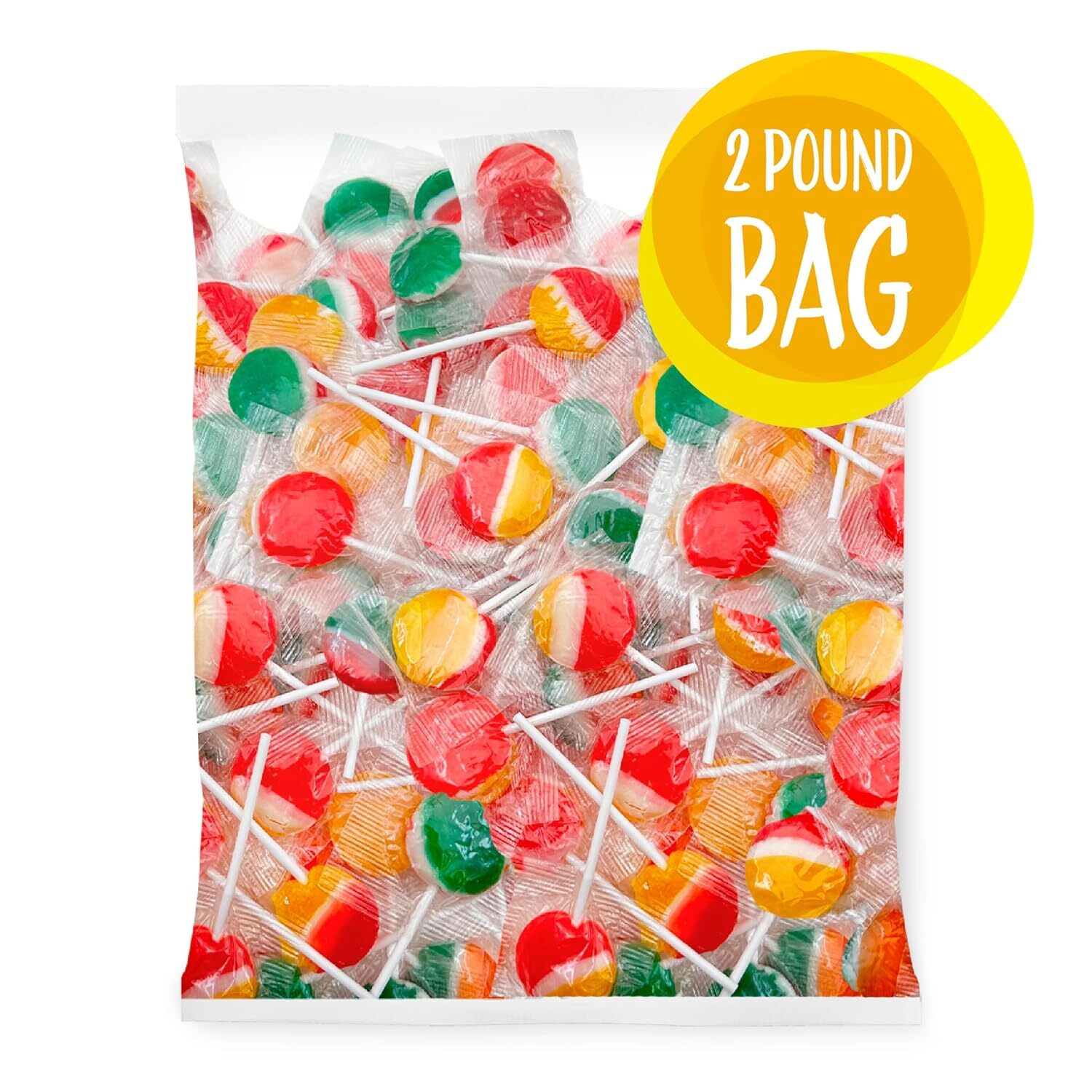 Sweet Pops, Hard Candy Lollipops Assorted Fruit Flavors, 2 Pound Bag