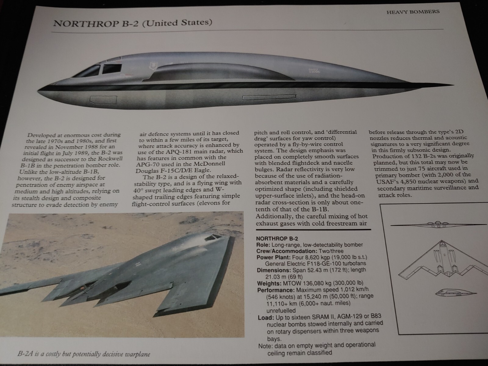 Northrop B-2 B 2 Aviation Picture Out of Print Article Spec Sheet Wall Art