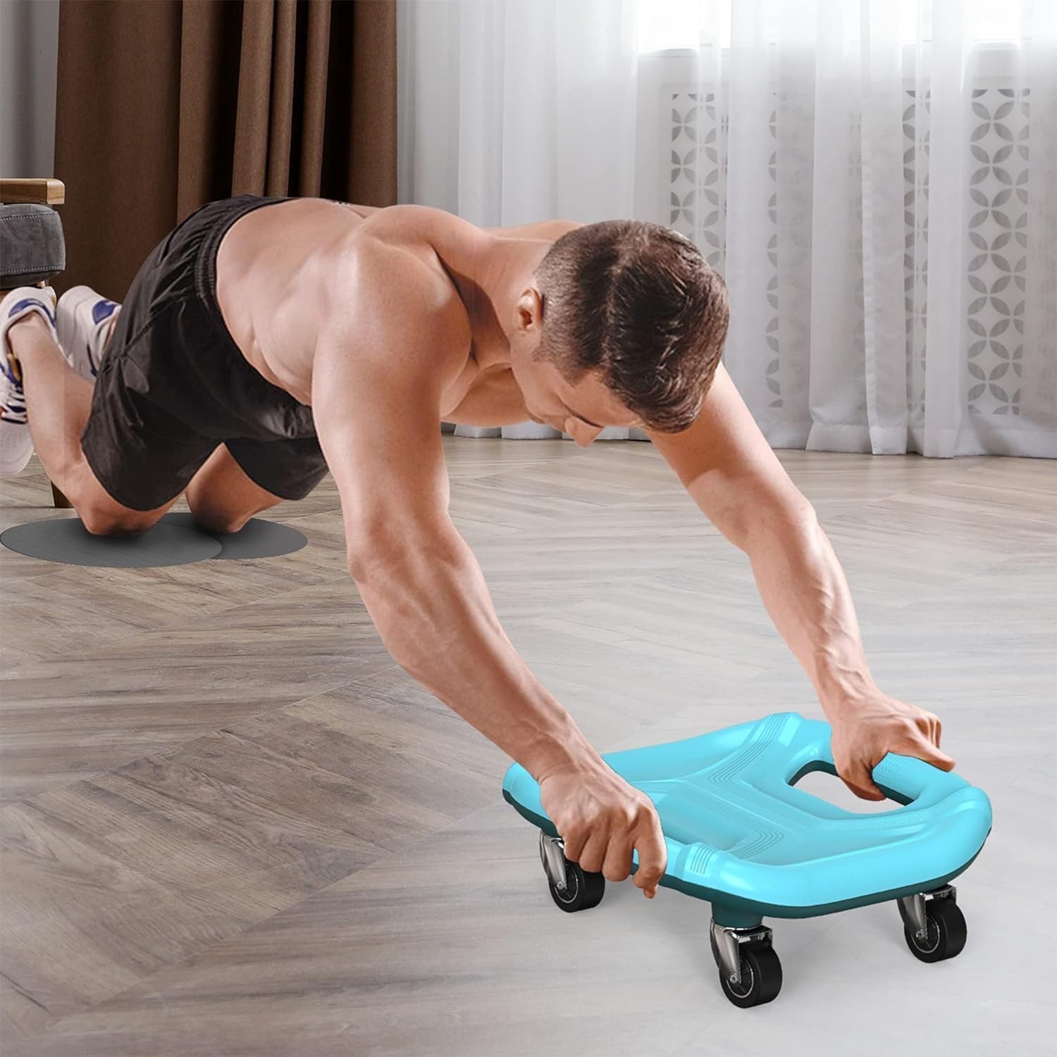 PROIRON Ab Roller with Knee Pads for Abs Workout, Multifunctional biue