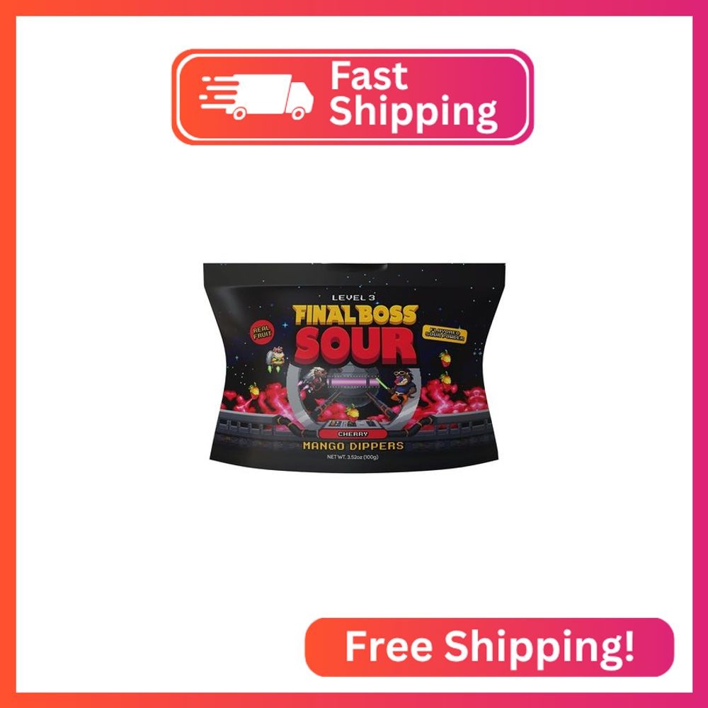 Final Boss Sour Fun Dip, Cherry, 1 Pack, Level 3, Extreme Super Sour Powder with