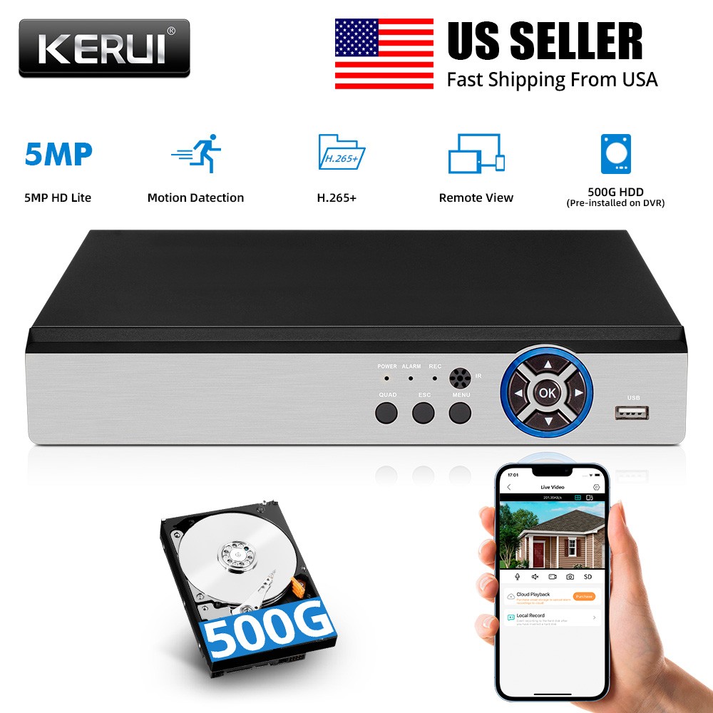 Motion Detection Supported 6-in-1 8CH 5MP H.265+ DVR With Preloaded 500GB HDD