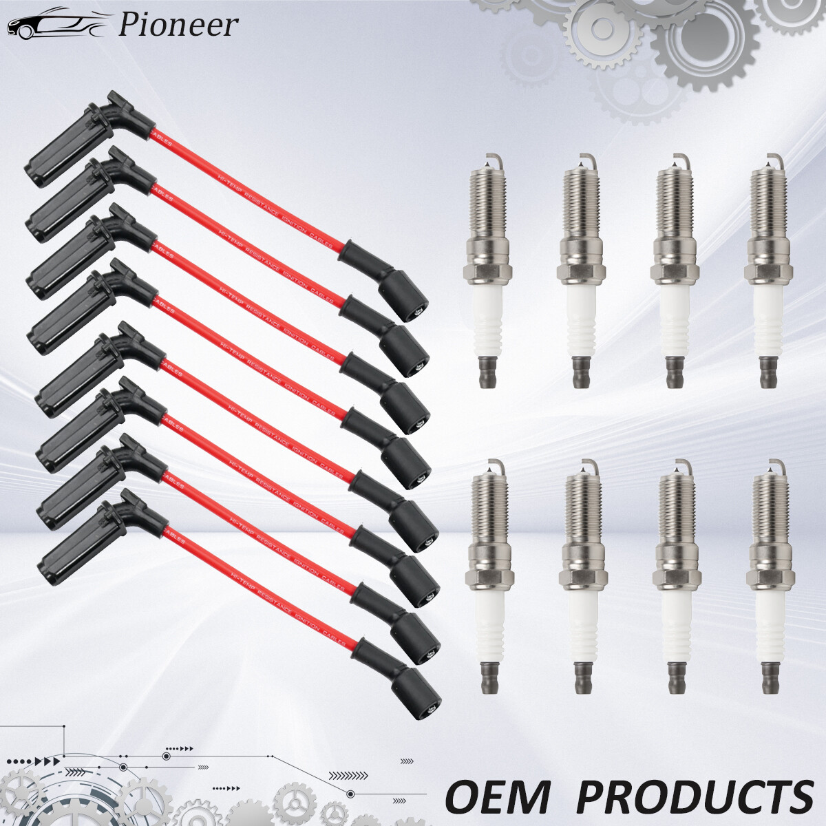 OEM 8X Spark Plug+Wires for Chevrolet GMC Cadillac 4.8L 5.3L 6.0L 6.2L 12192195
