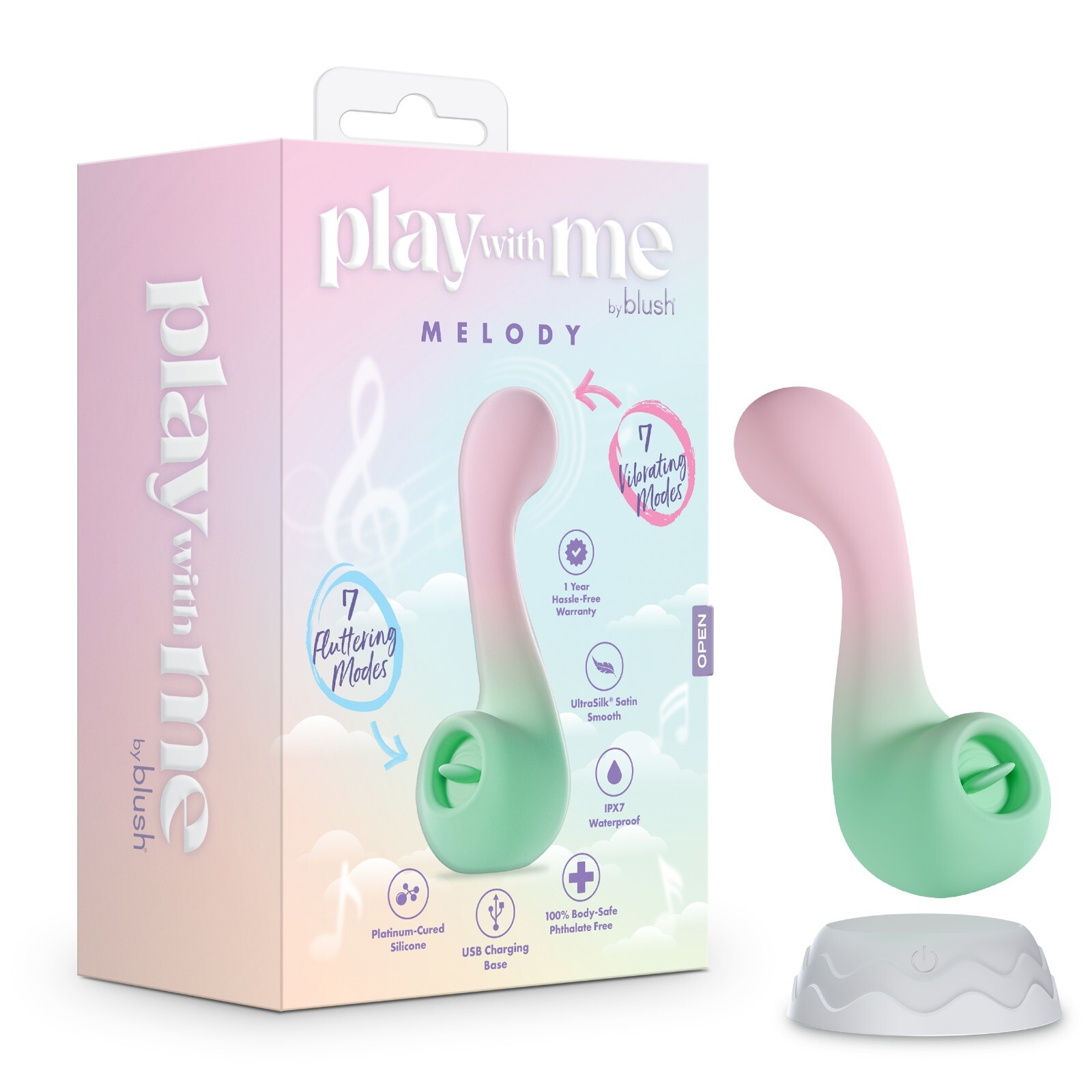Blush Play With Me Melody Silicone Dual Vibrator Clitoral G-Spot Adult Sex Toy