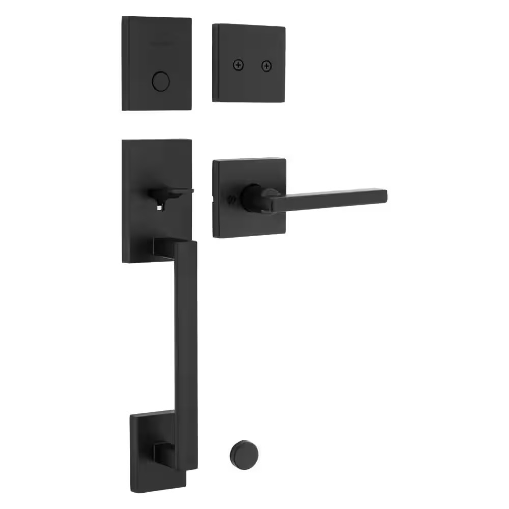 San Clemente Dummy Door Handleset with Square Halifax Handle in Matte Black