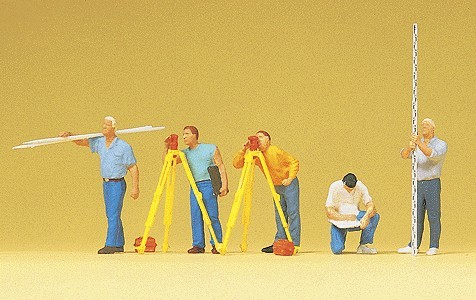 Preiser 10512 HO Working Surveyors Figures with Accessories (Set of 5)