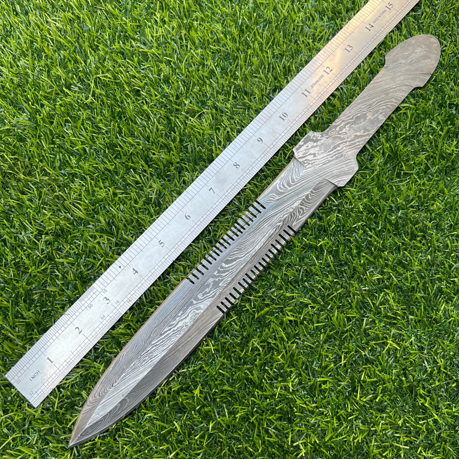 15'' Handmade Damascus Steel Hunting Knifemaking Dagger Blank Blade Knife