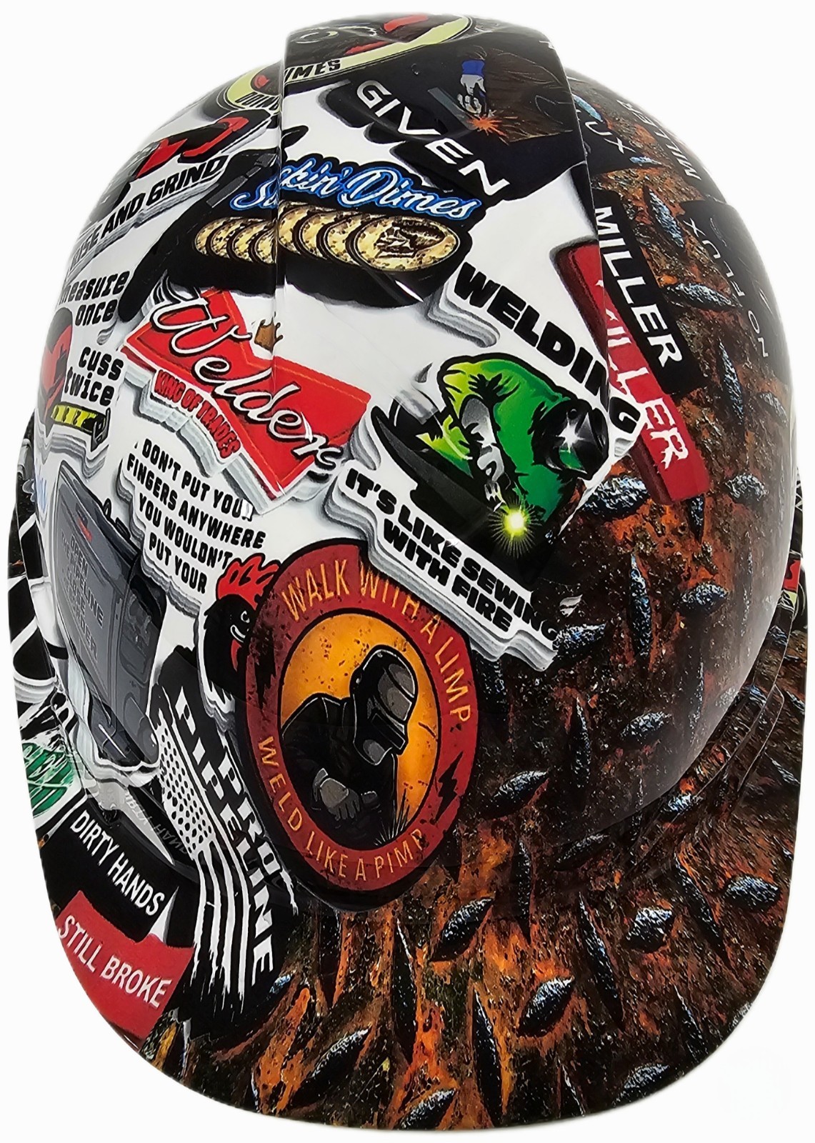 CAP STYLE hard hat custom hydro dipped IN WELDERS STICKER BOMB 💣 NEW