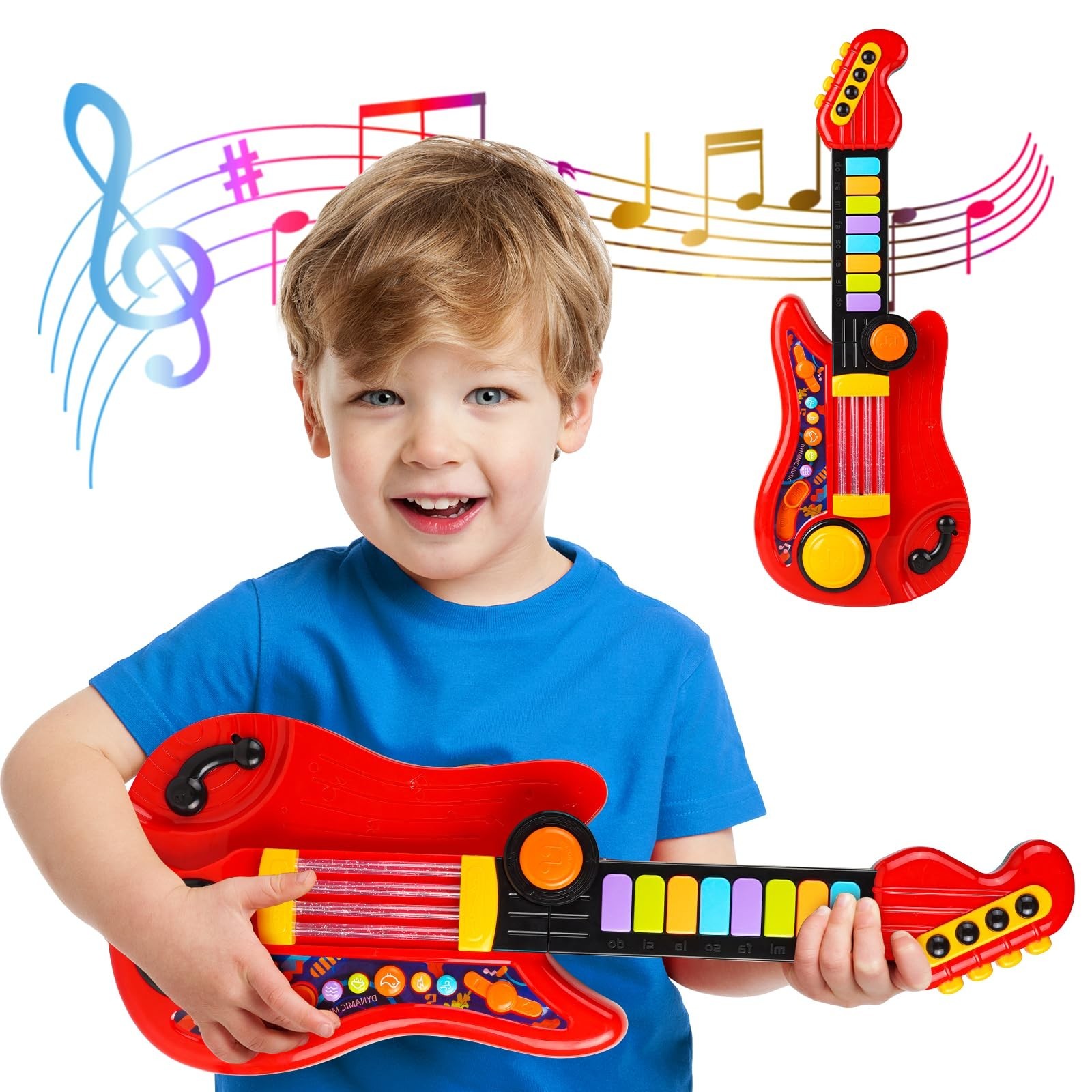 Kids Guitar-Piano 2-in-1 Musical Instrument, Toddler Guitar for 3-5 Year Old...