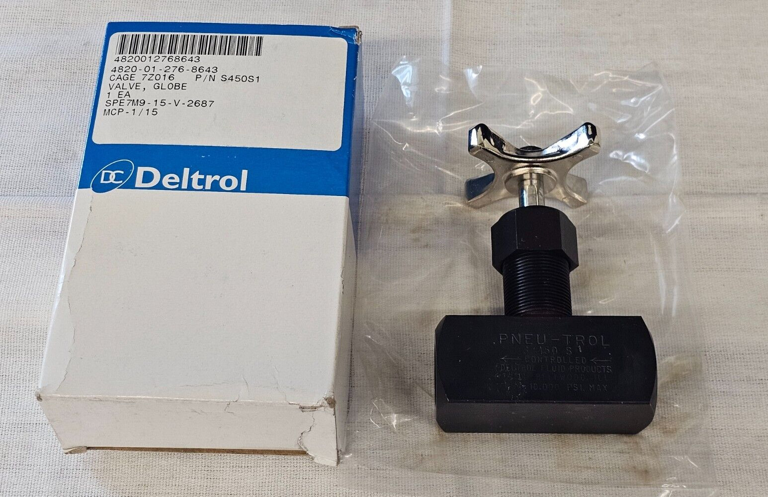 Deltrol Pneu-Trol Needle Globe Valve S450S1 10,000 1/2" NPT Gas Water Oil Fuel
