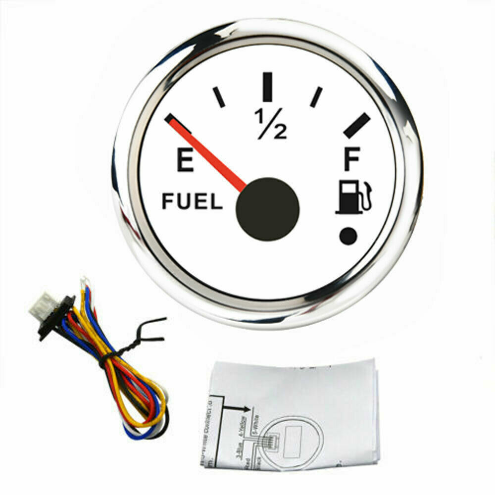 2'' 52mm fuel level gauge 240-33/0-190ohm white for car marine red led USA STOCK