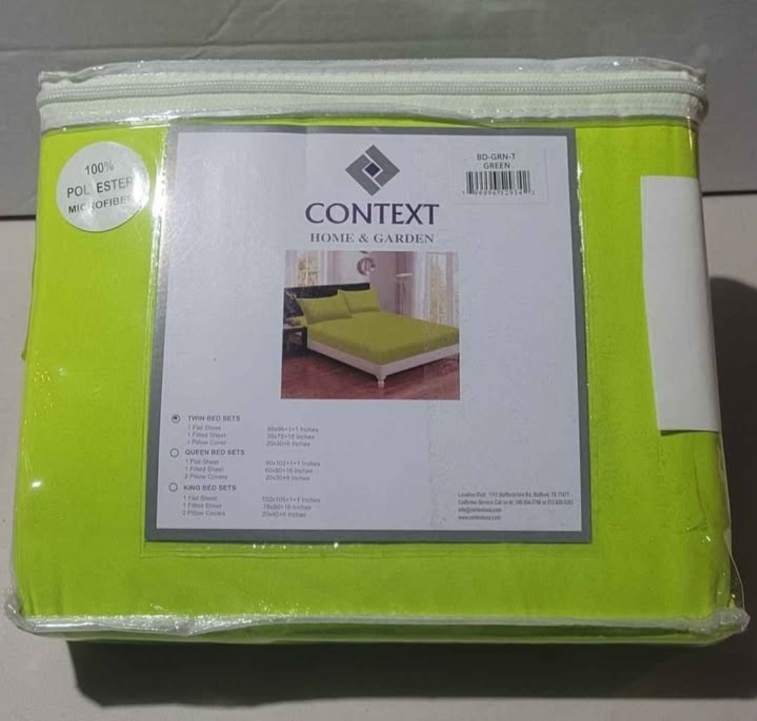 Context Home & Garden  Twin Bed Sheet Set, 100% Polyester Microfiber, Lime Green