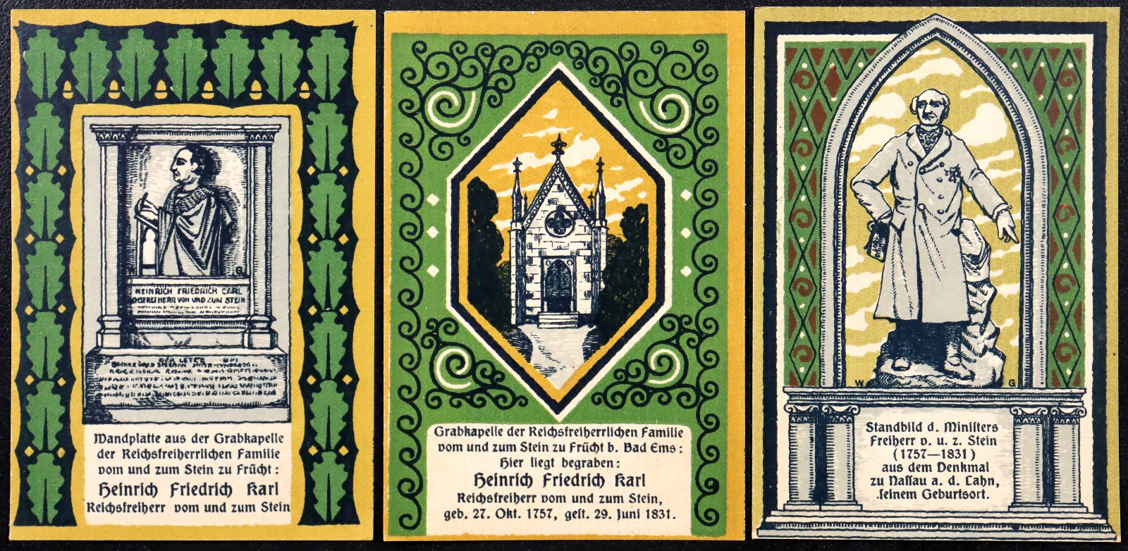 FRÜCHT 1922 "Baron vom Stein" Complete Olive Series German Notgeld