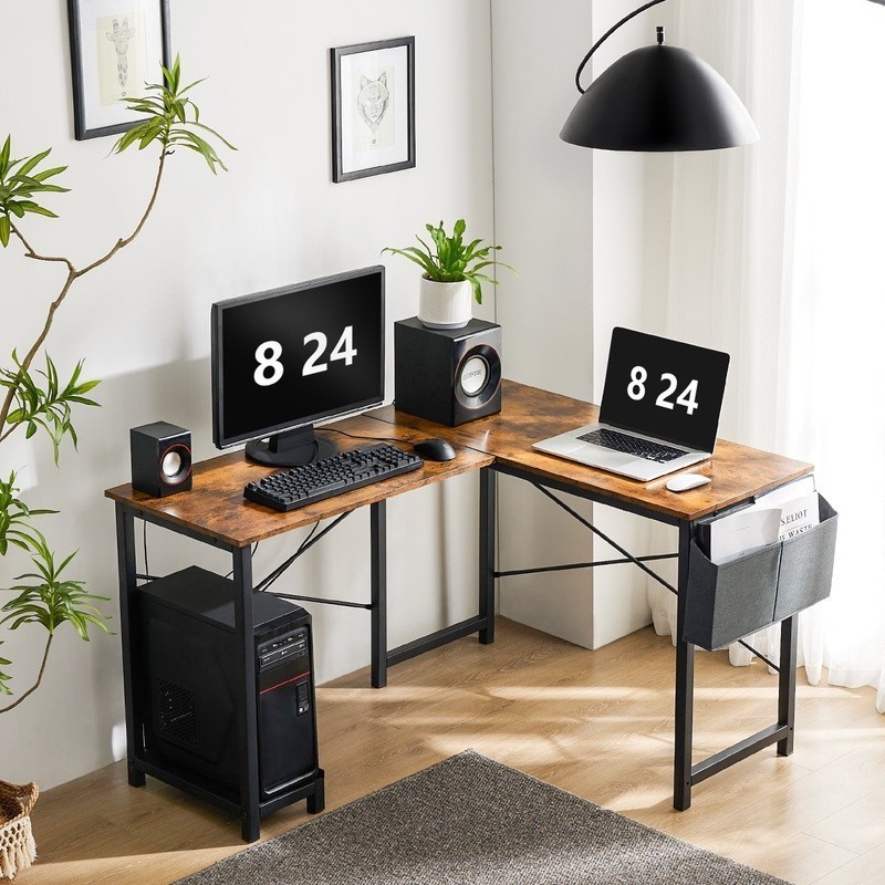 L Shaped Computer Desk W/ Storage Bag CPU Stand Home Office Workstation New
